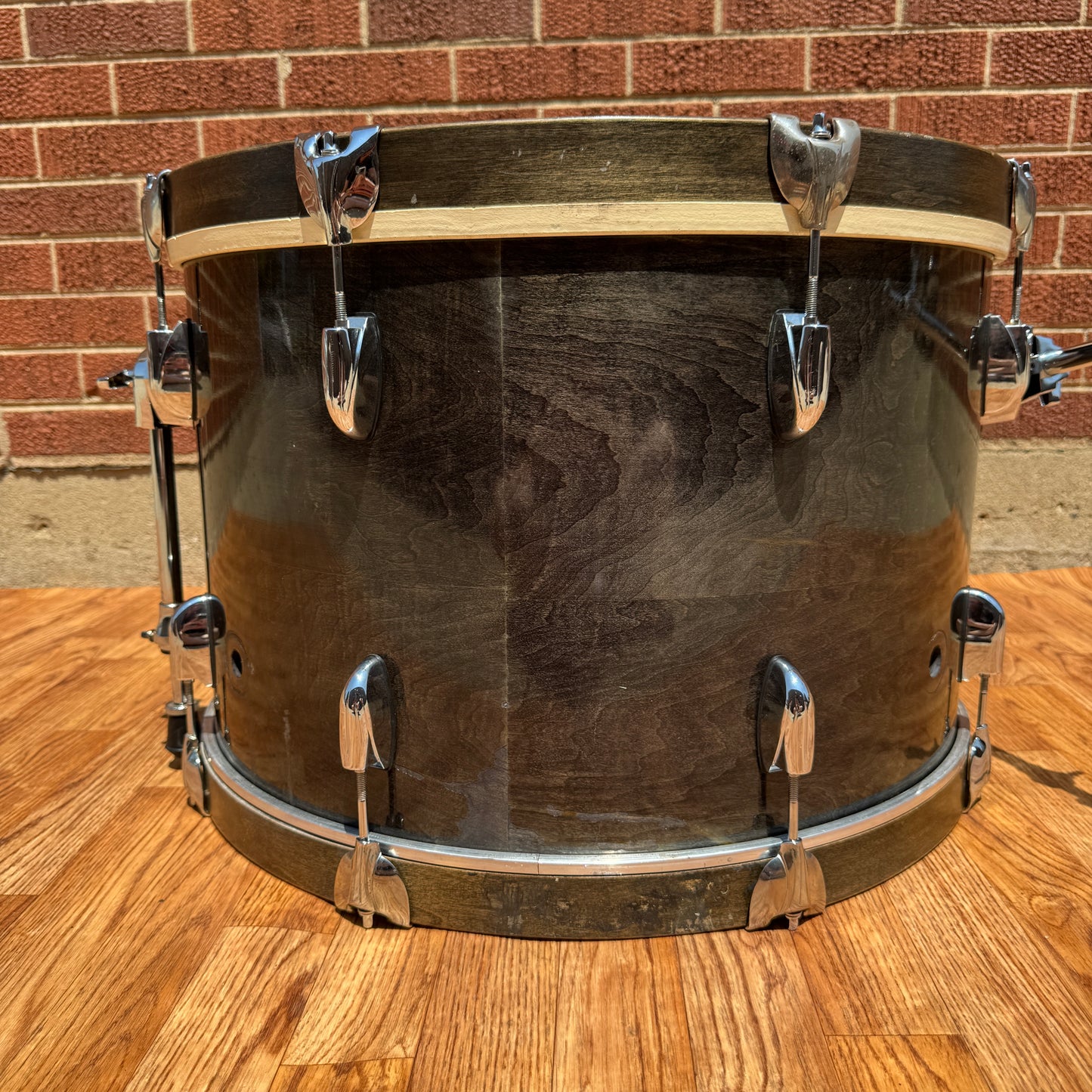 1980s Gretsch 14x22 Bass Drum Ebony Transparent Black Square Badge