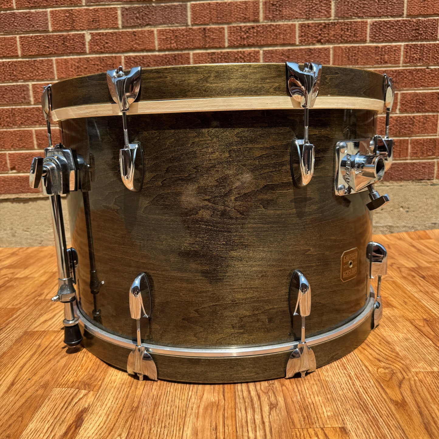 1980s Gretsch 14x22 Bass Drum Ebony Transparent Black Square Badge
