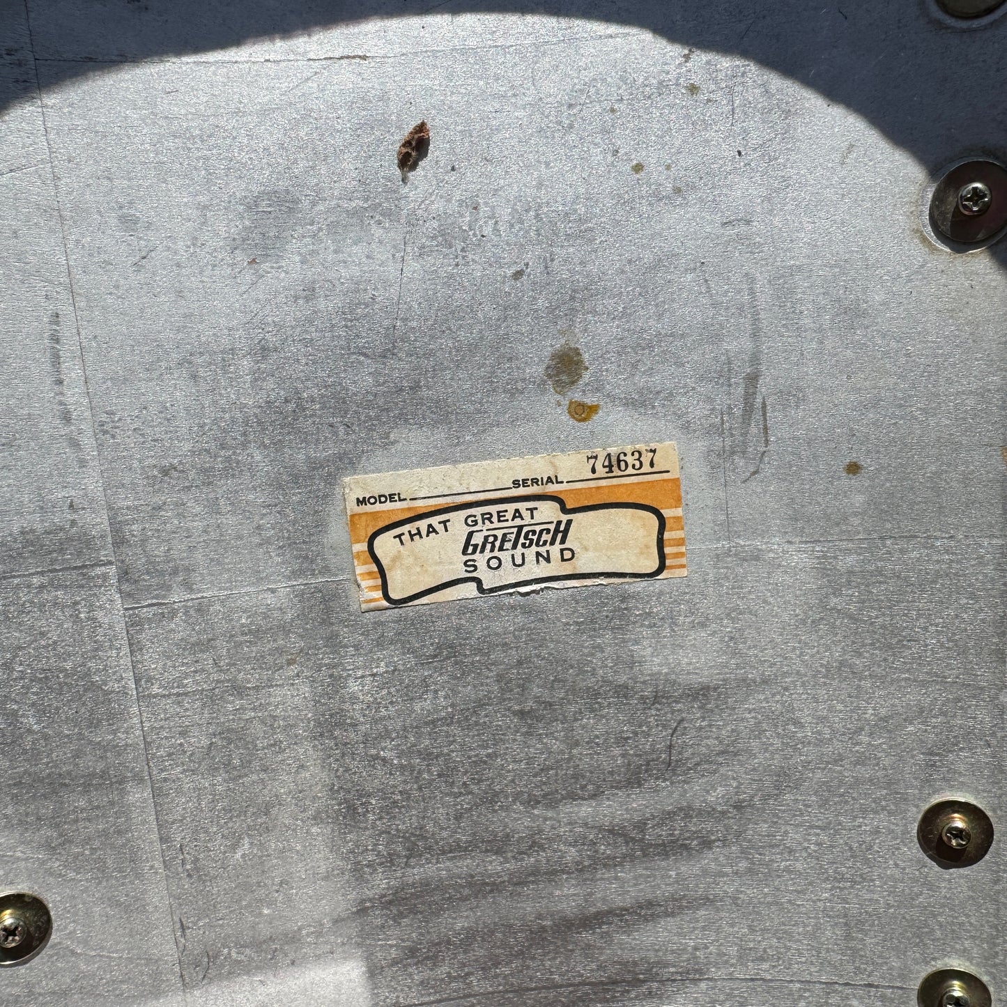 1980s Gretsch 14x22 Bass Drum Ebony Transparent Black Square Badge