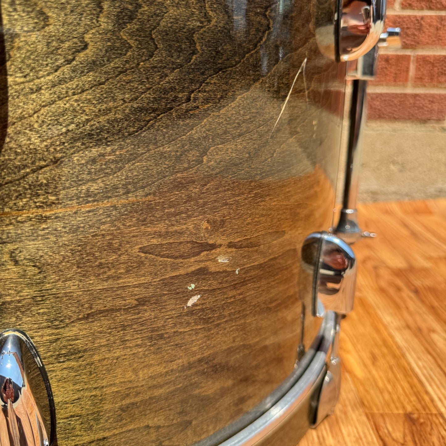 1980s Gretsch 14x22 Bass Drum Ebony Transparent Black Square Badge