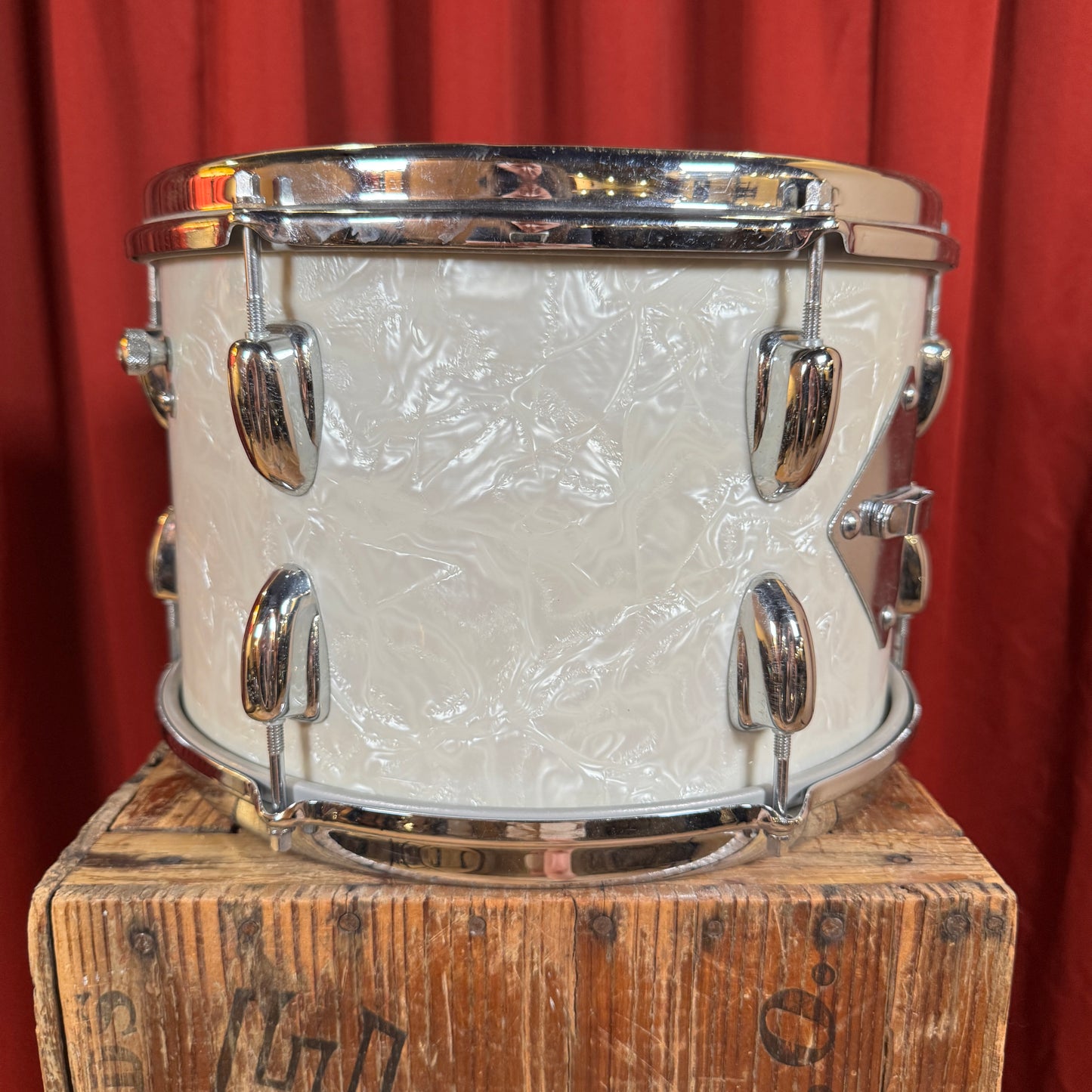 1960s Slingerland 8x12 Tom Drum Single White Marine Pearl