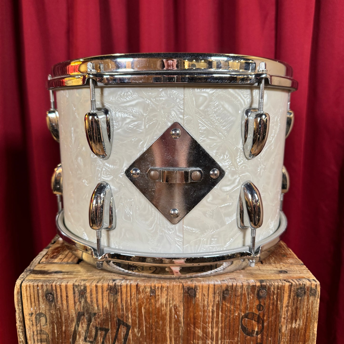 1960s Slingerland 8x12 Tom Drum Single White Marine Pearl