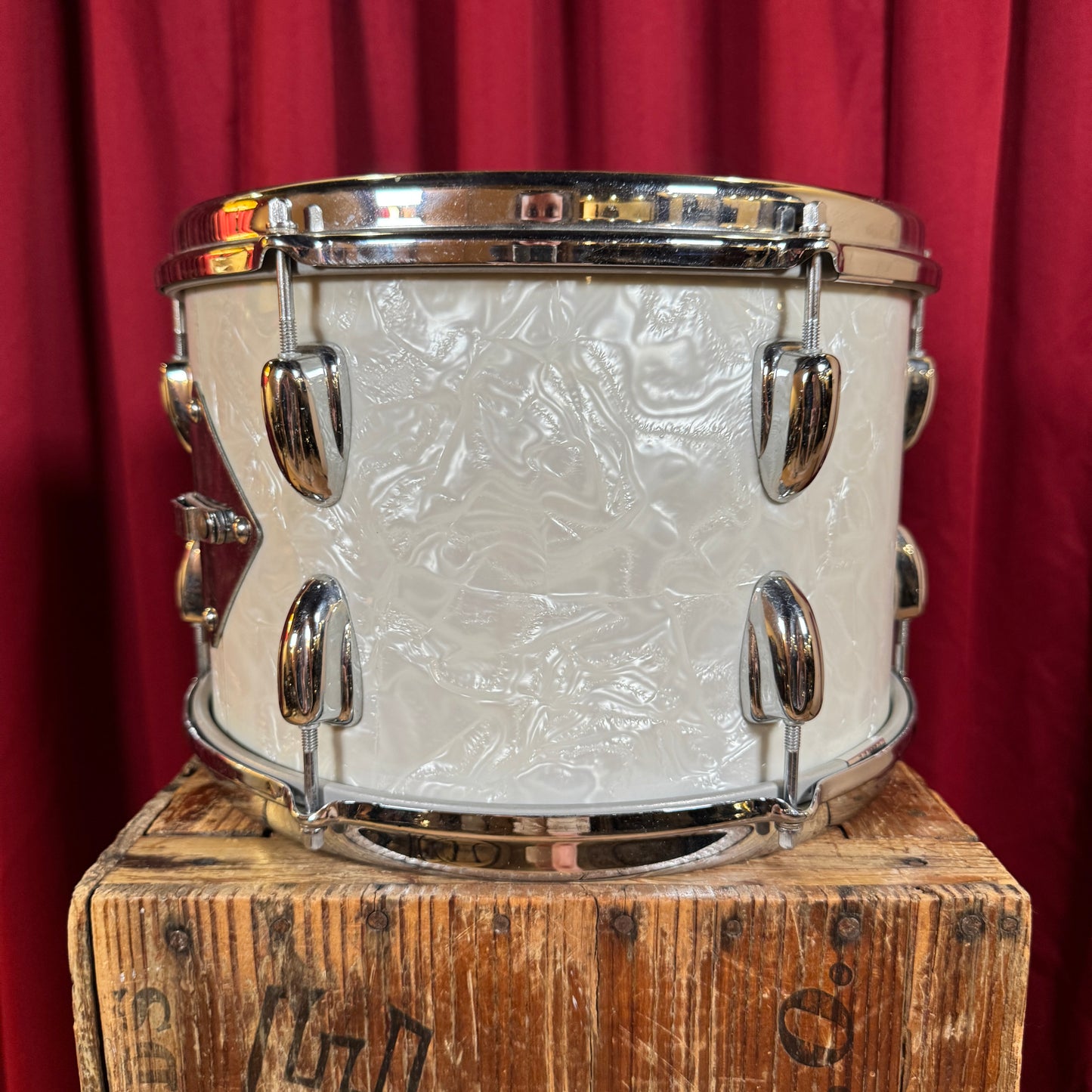 1960s Slingerland 8x12 Tom Drum Single White Marine Pearl
