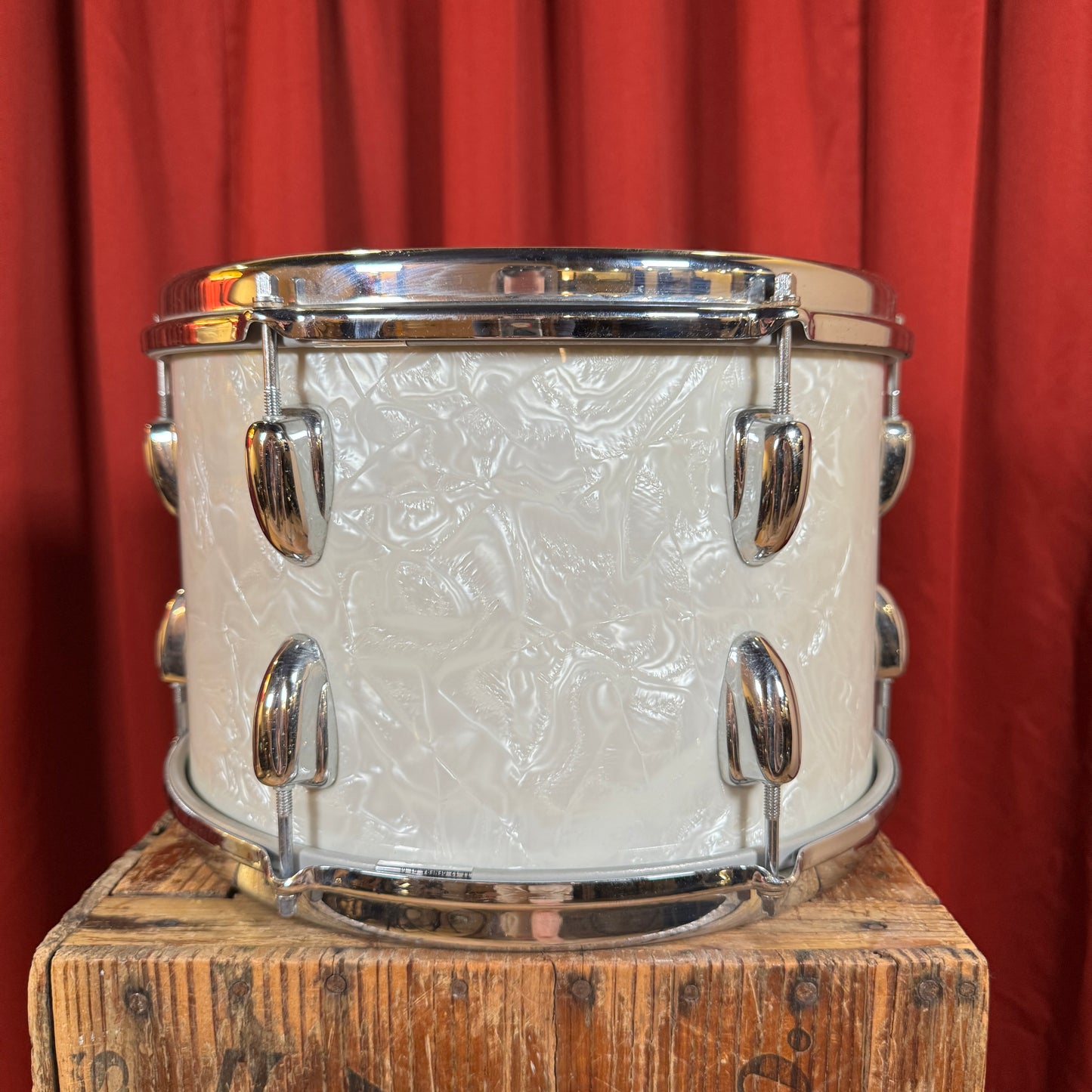 1960s Slingerland 8x12 Tom Drum Single White Marine Pearl