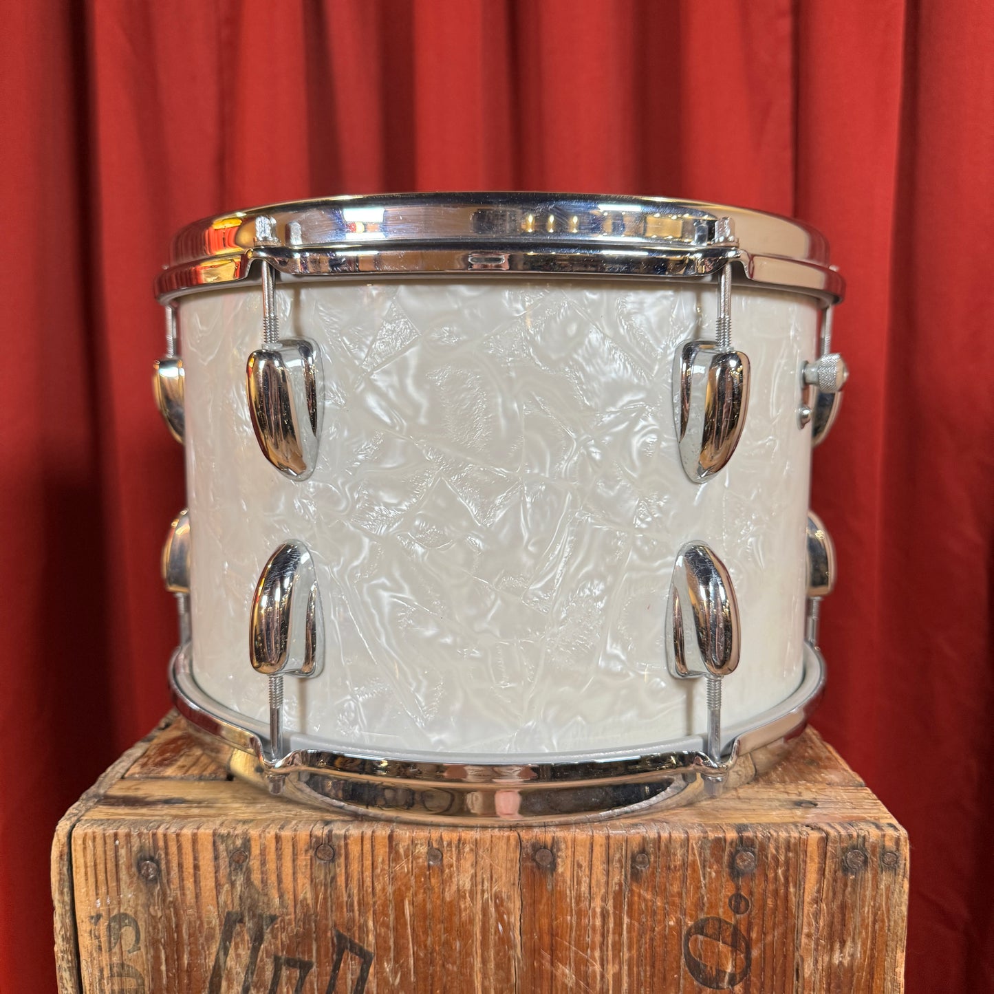 1960s Slingerland 8x12 Tom Drum Single White Marine Pearl