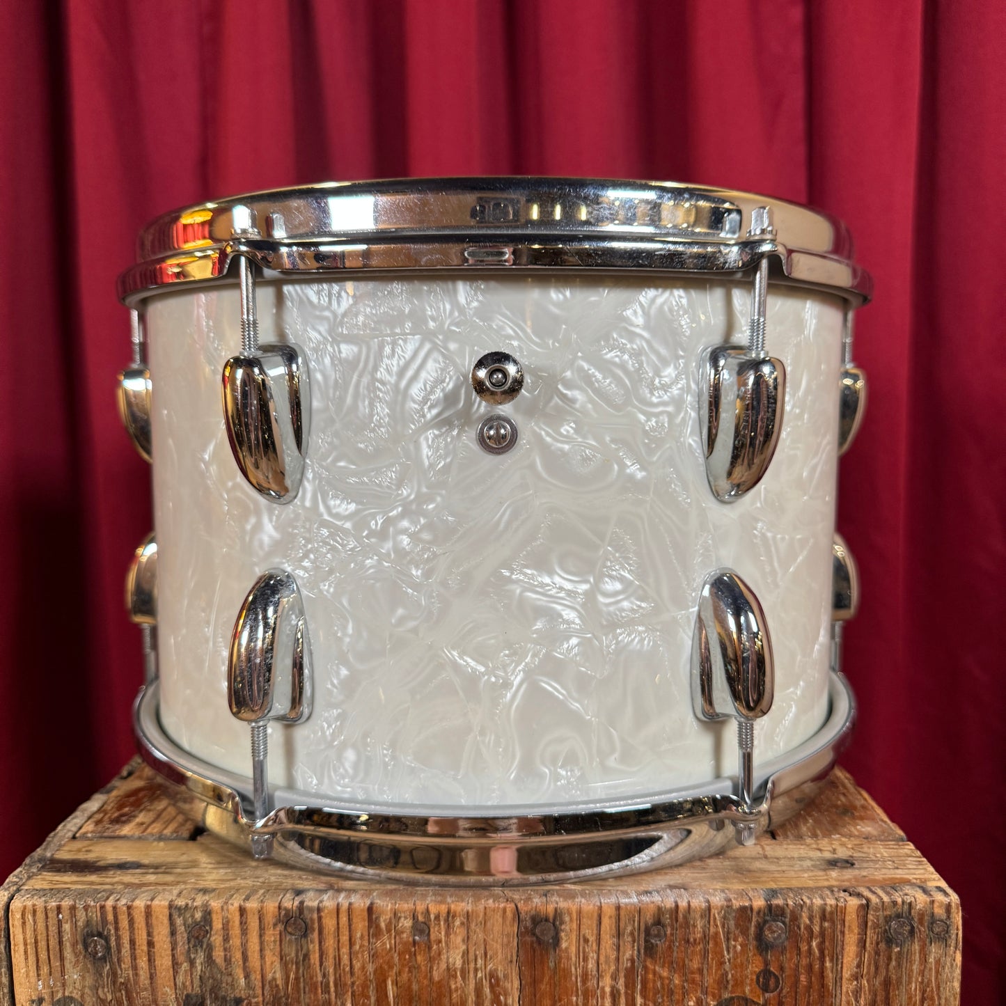 1960s Slingerland 8x12 Tom Drum Single White Marine Pearl
