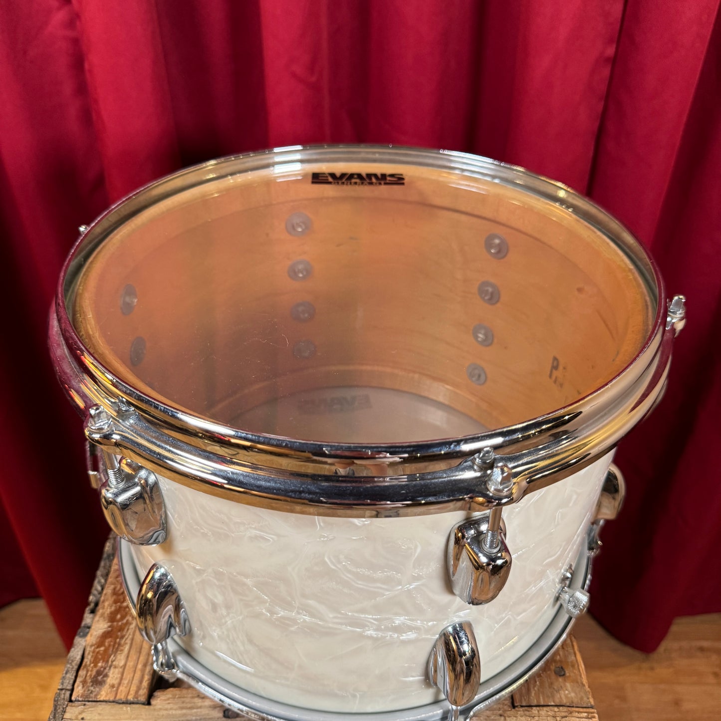 1960s Slingerland 8x12 Tom Drum Single White Marine Pearl