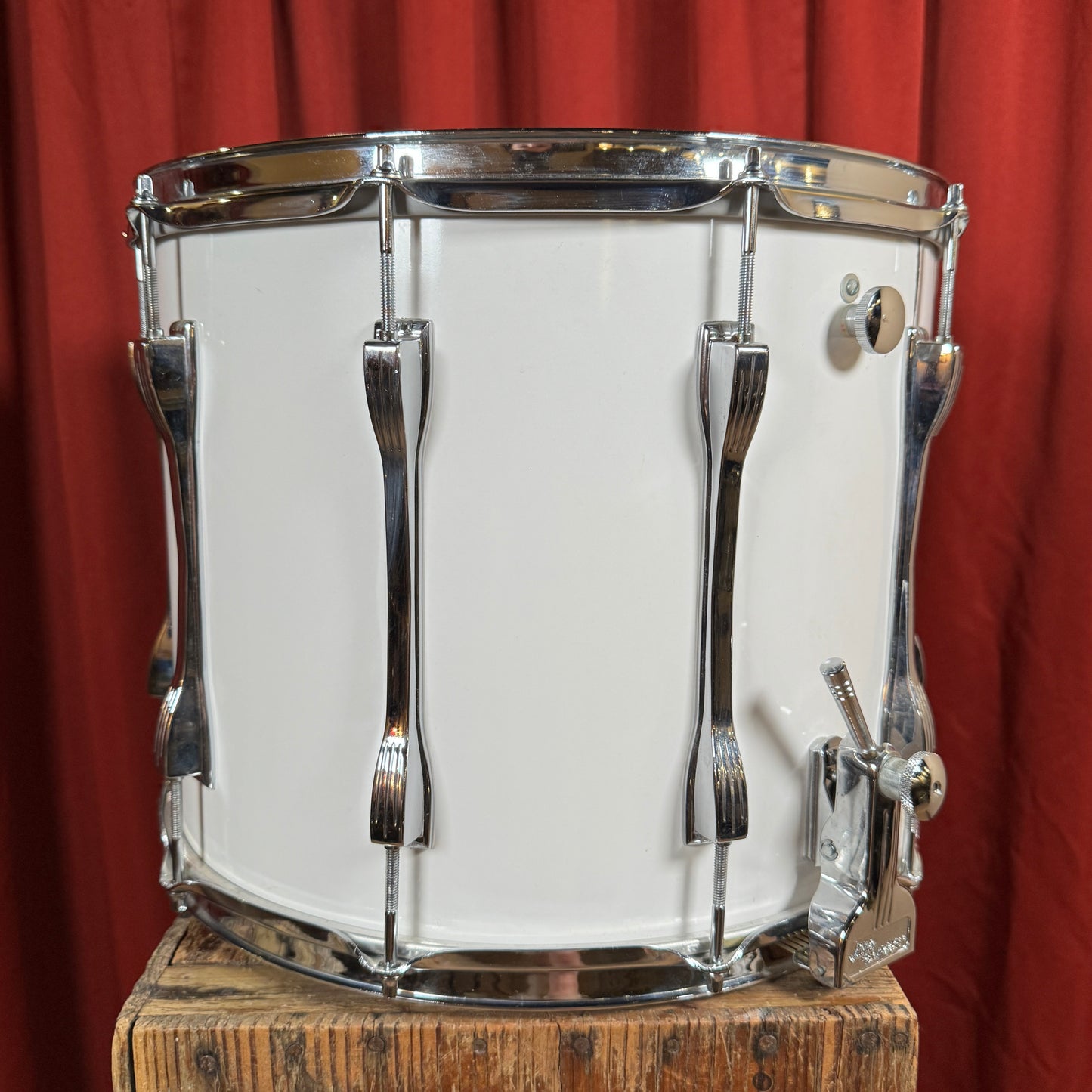 1980s-1990s Ludwig 12x15 Parade Marching Field Snare Drum White Cortex