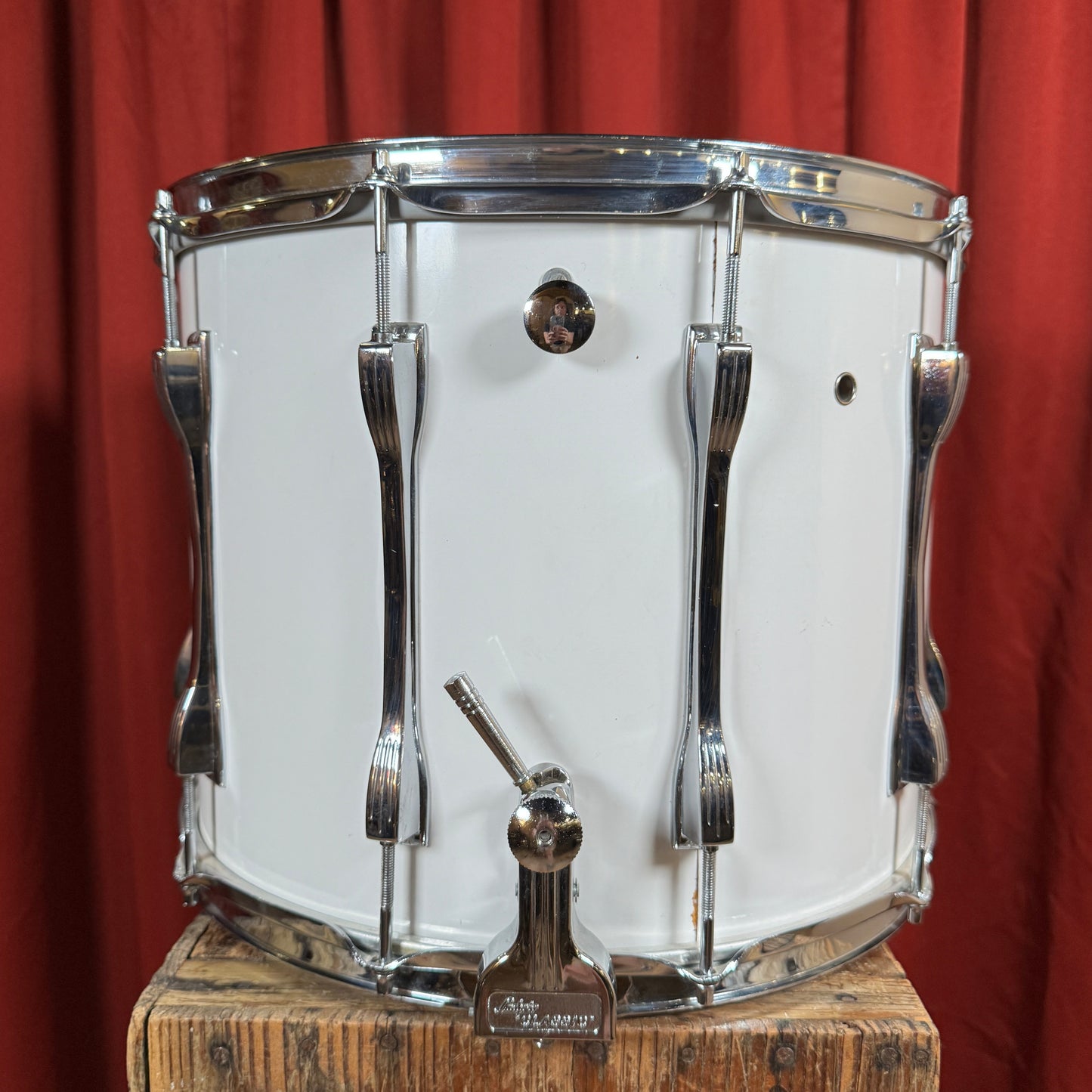 1980s-1990s Ludwig 12x15 Parade Marching Field Snare Drum White Cortex