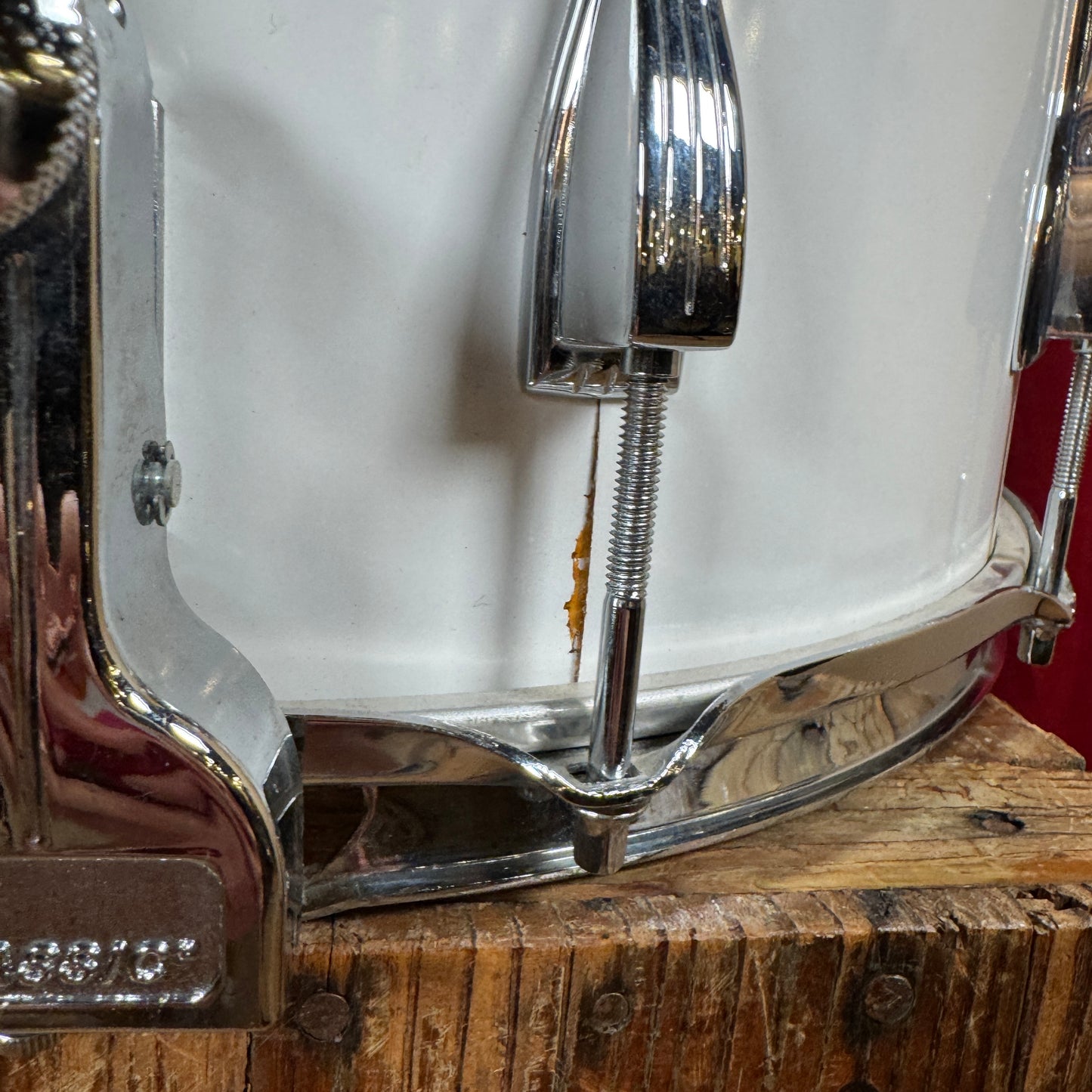 1980s-1990s Ludwig 12x15 Parade Marching Field Snare Drum White Cortex