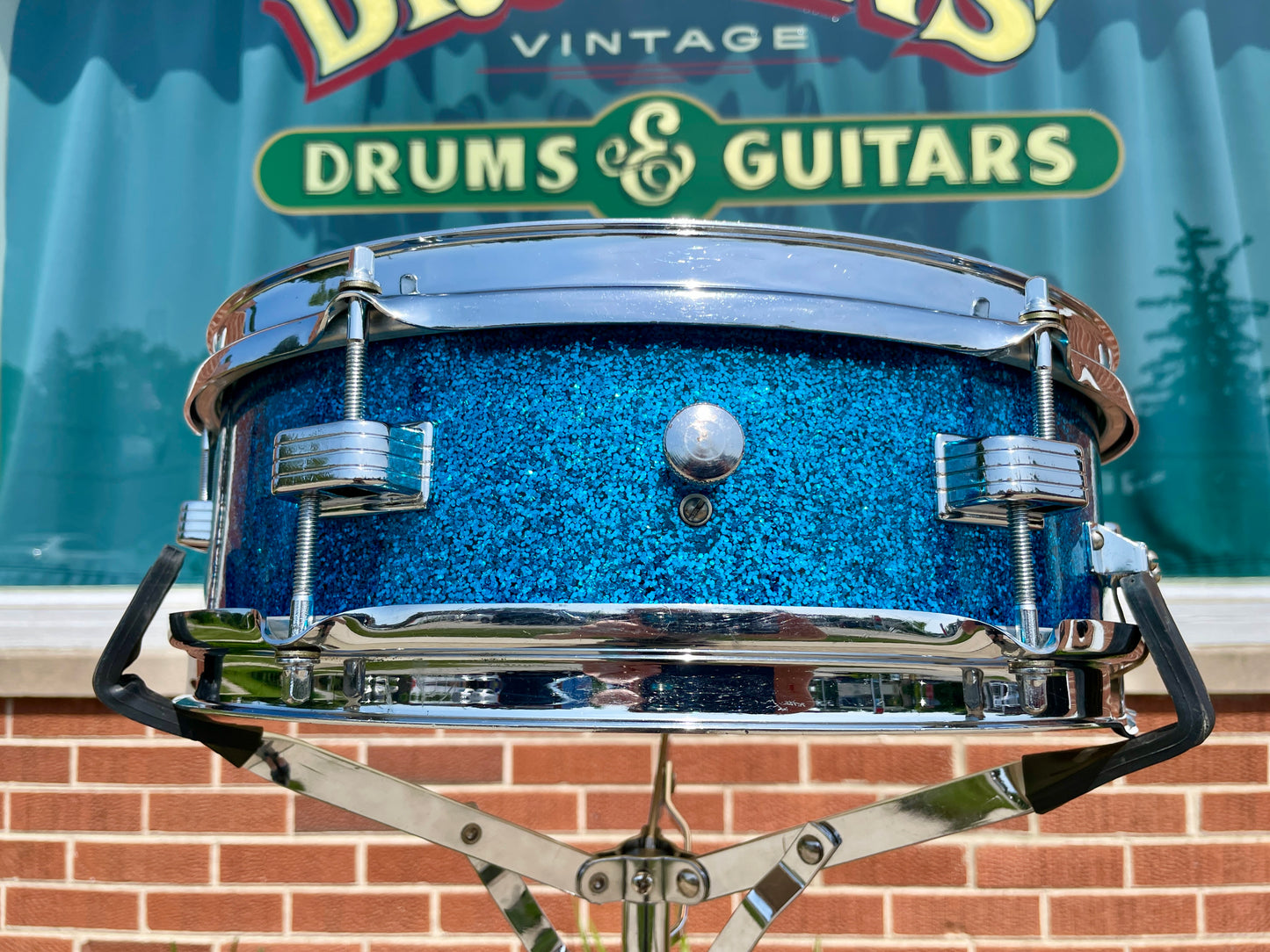 1959 Ludwig 4x13 Las Vegas Snare Drum Blue Sparkle Trans Badge Jazz Combo