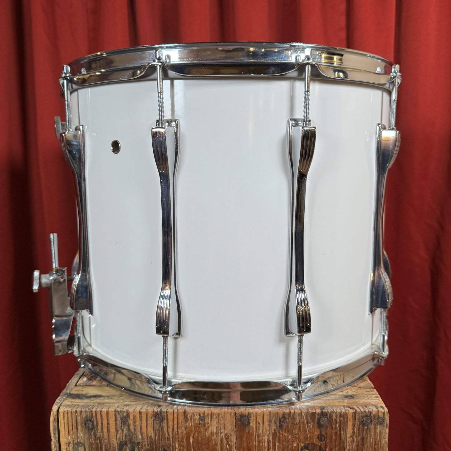 1980s-1990s Ludwig 12x15 Parade Marching Field Snare Drum White Cortex