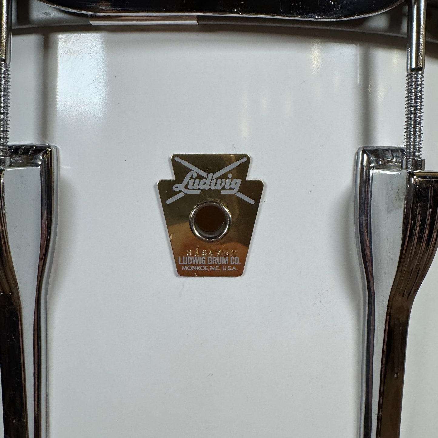 1980s-1990s Ludwig 12x15 Parade Marching Field Snare Drum White Cortex