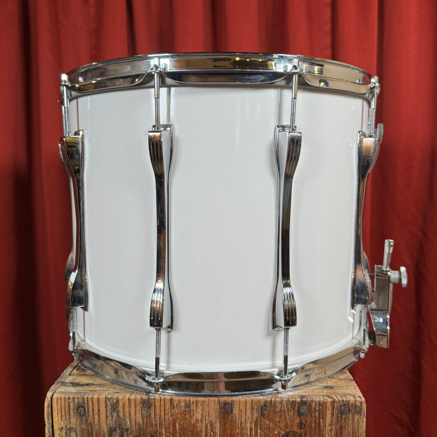 1980s-1990s Ludwig 12x15 Parade Marching Field Snare Drum White Cortex