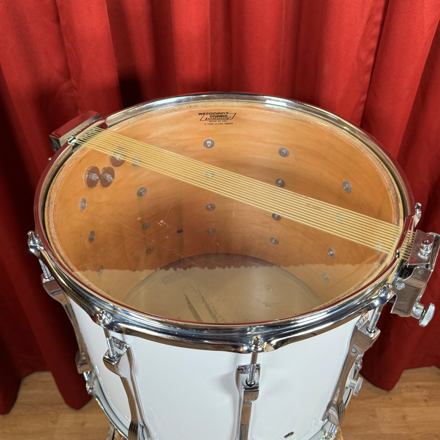 1980s-1990s Ludwig 12x15 Parade Marching Field Snare Drum White Cortex