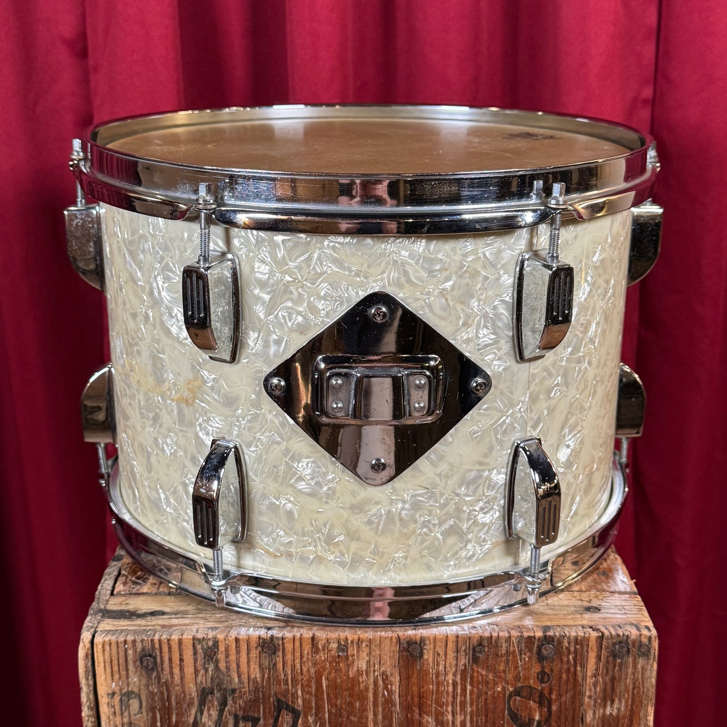 1960s Rogers R-360 9x13 Tom Drum Single White Marine Pearl
