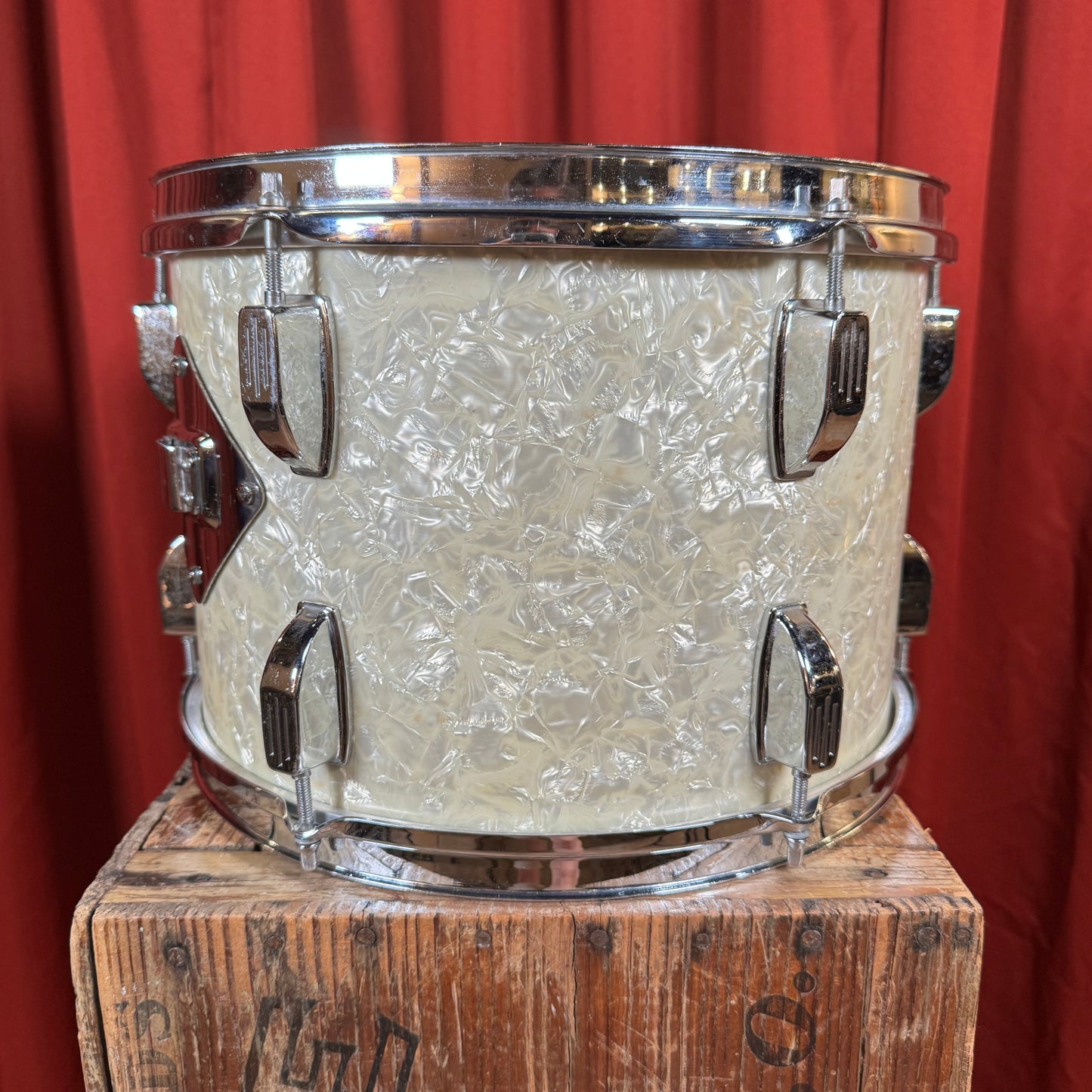 1960s Rogers R-360 9x13 Tom Drum Single White Marine Pearl