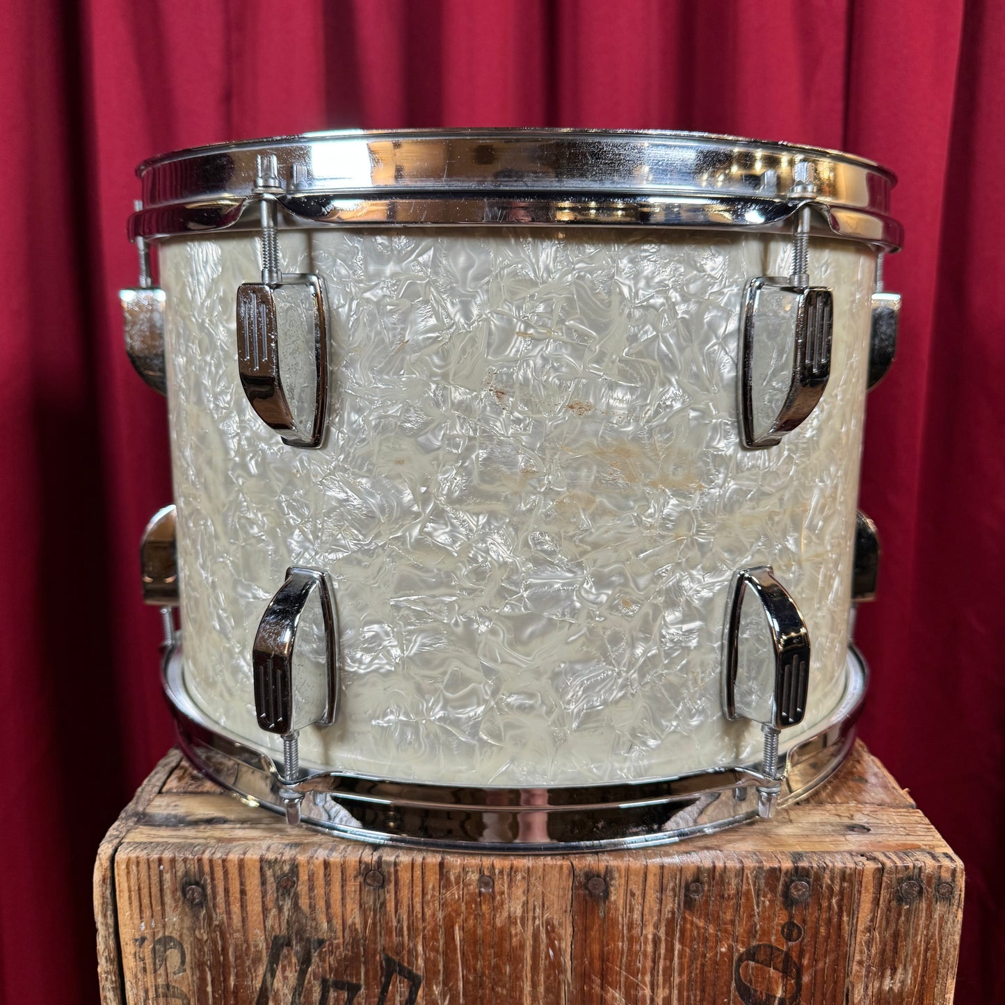 1960s Rogers R-360 9x13 Tom Drum Single White Marine Pearl