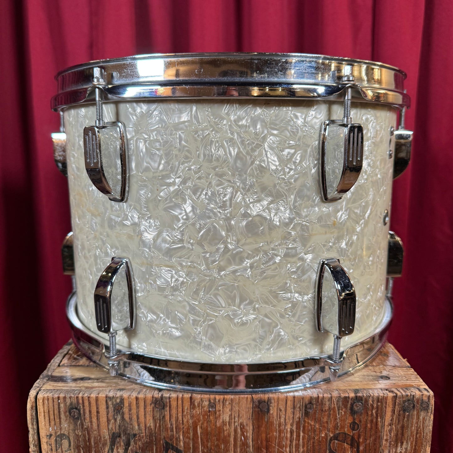 1960s Rogers R-360 9x13 Tom Drum Single White Marine Pearl
