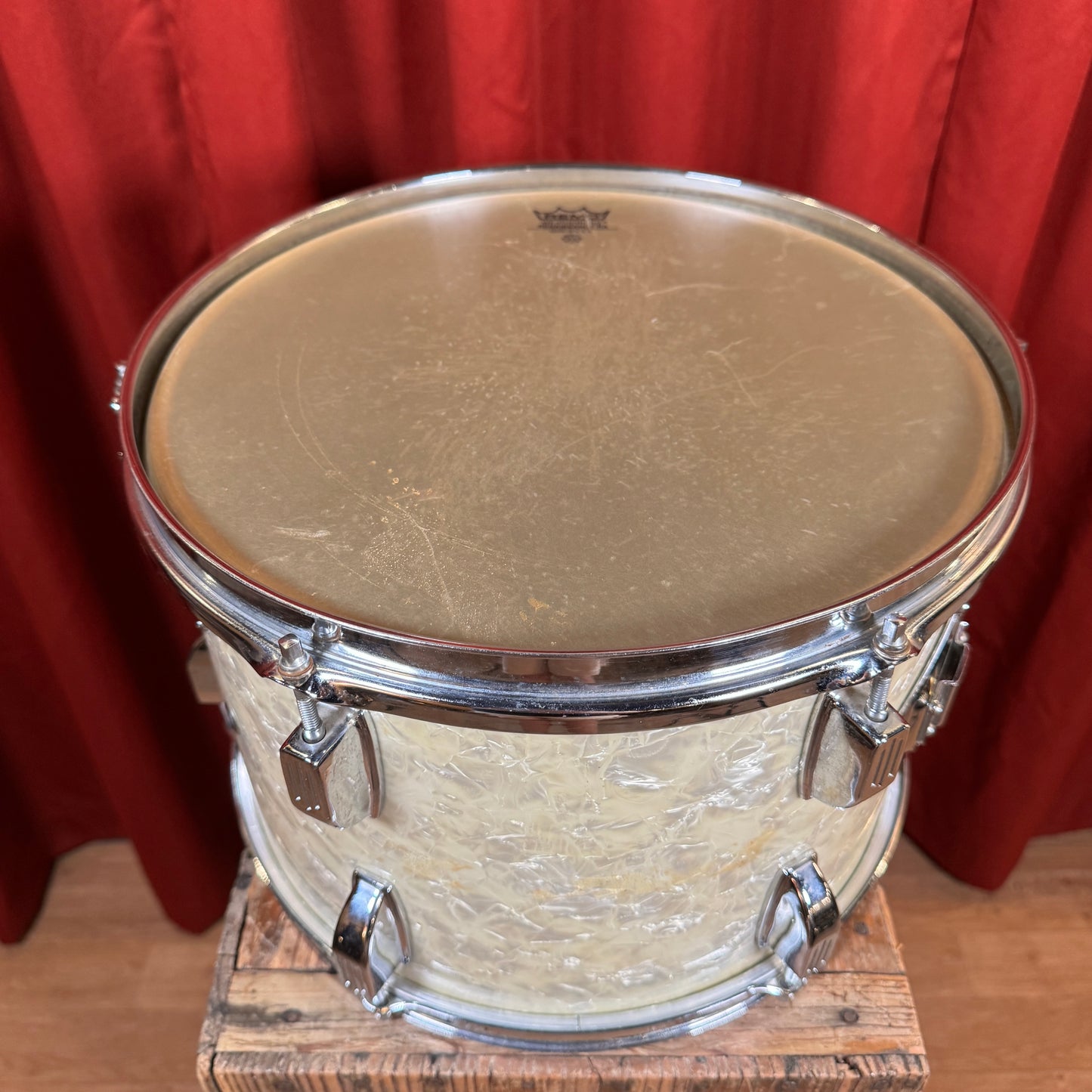 1960s Rogers R-360 9x13 Tom Drum Single White Marine Pearl