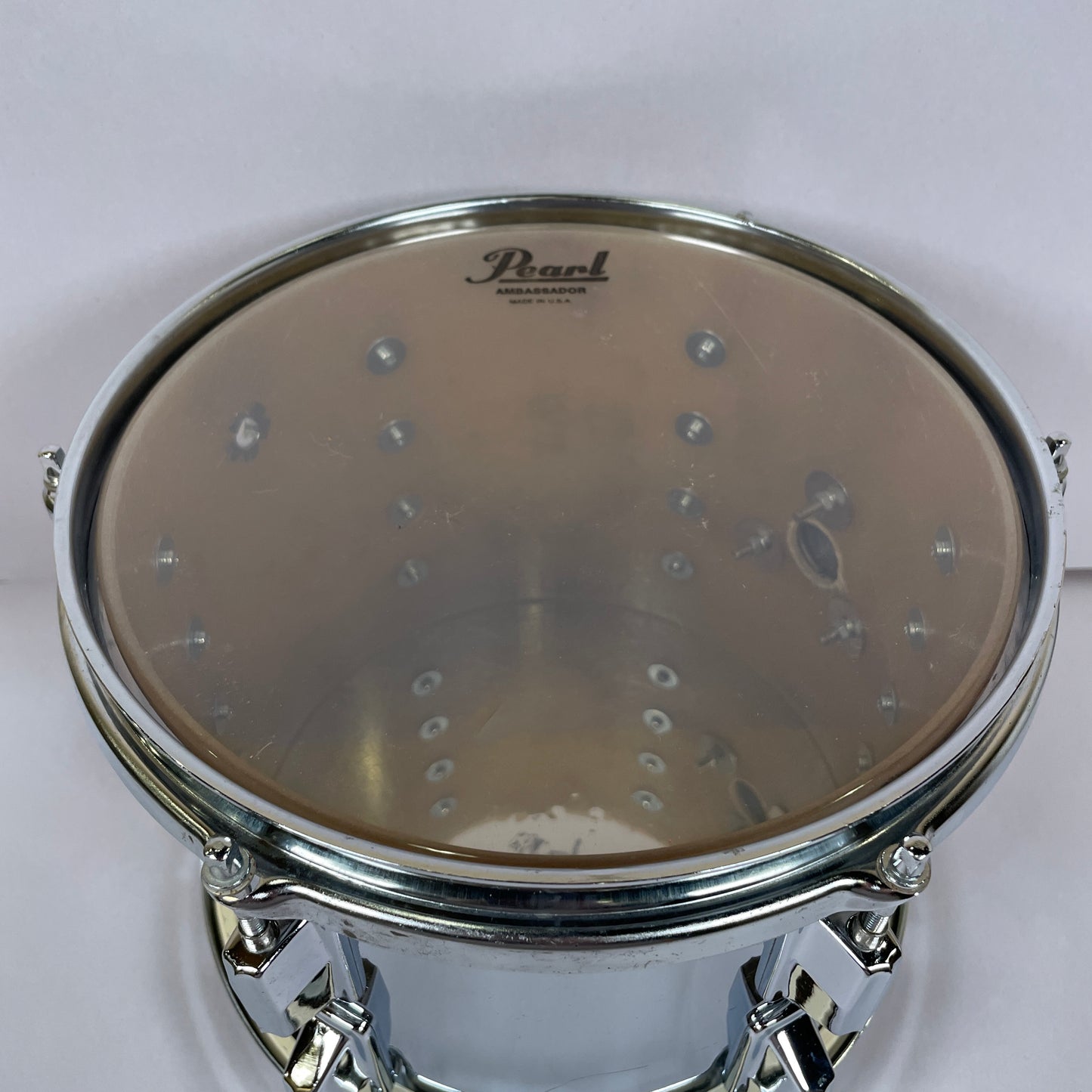 1980s Pearl F Series 6/8/10 Fiberglass Tom Set Chrome w/ TH-90 Tom Arms MIJ