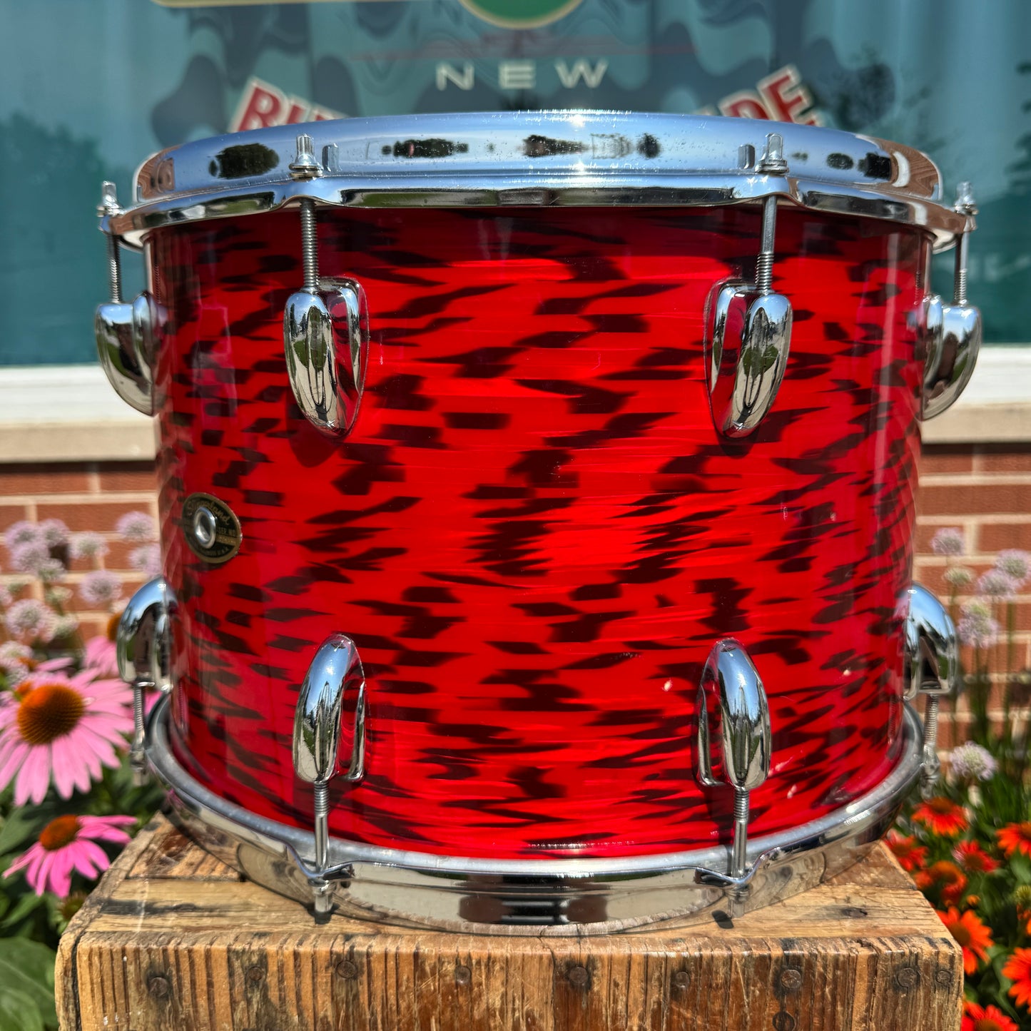 1960s Slingerland 10x14 3-Ply Tom Single Drum Red Tiger