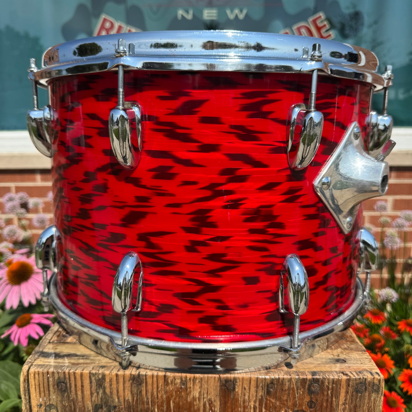 1960s Slingerland 10x14 3-Ply Tom Single Drum Red Tiger