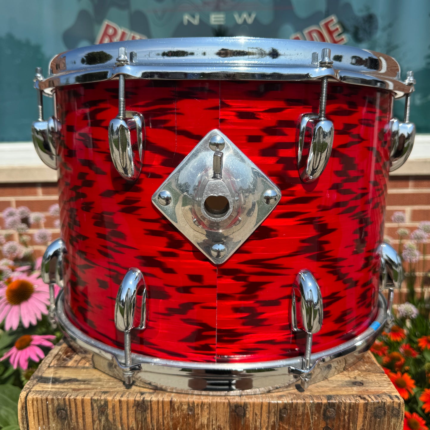 1960s Slingerland 10x14 3-Ply Tom Single Drum Red Tiger