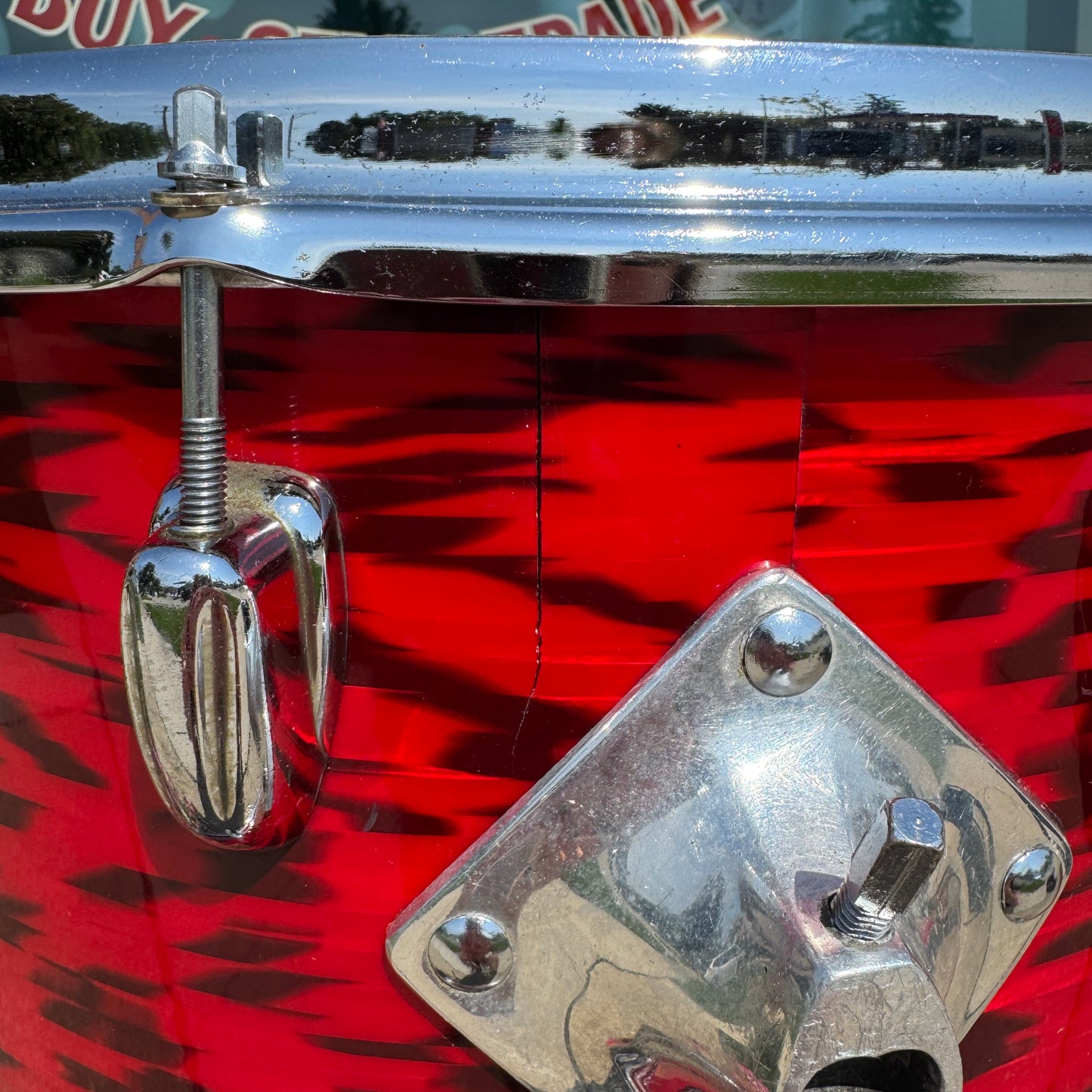 1960s Slingerland 10x14 3-Ply Tom Single Drum Red Tiger