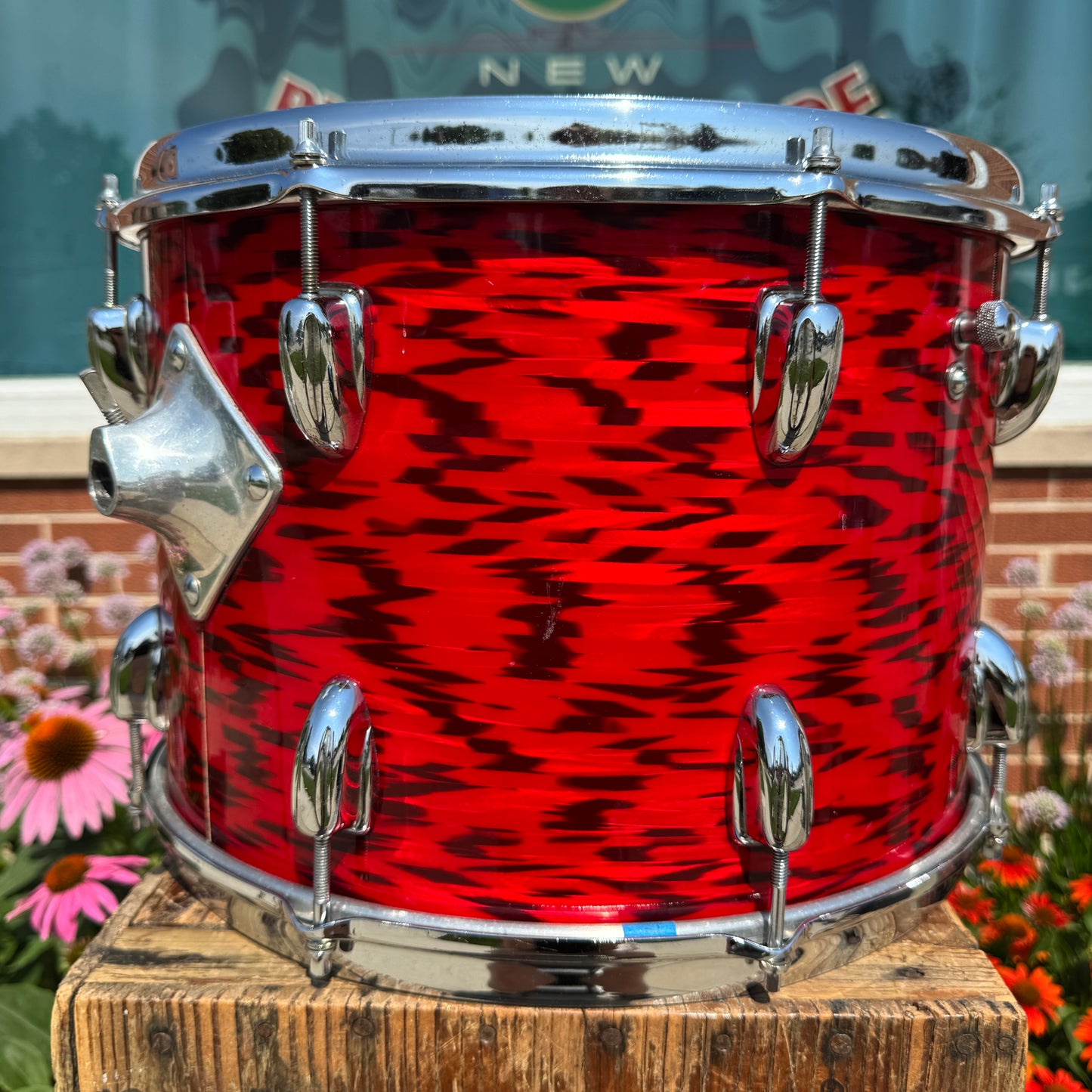 1960s Slingerland 10x14 3-Ply Tom Single Drum Red Tiger
