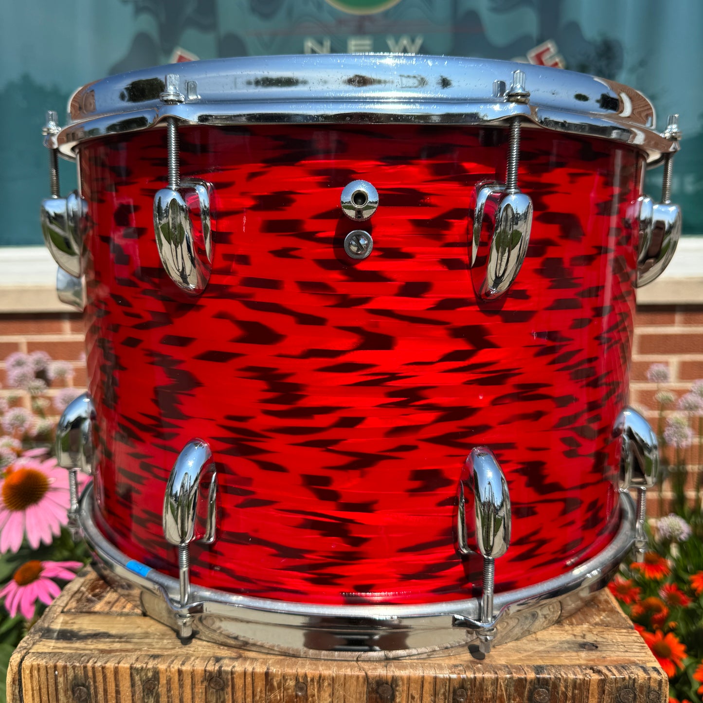 1960s Slingerland 10x14 3-Ply Tom Single Drum Red Tiger