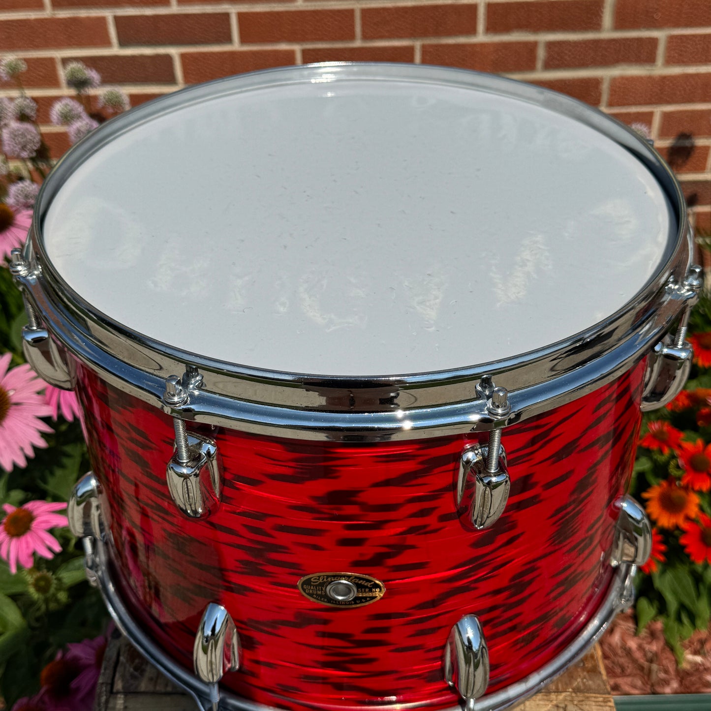 1960s Slingerland 10x14 3-Ply Tom Single Drum Red Tiger