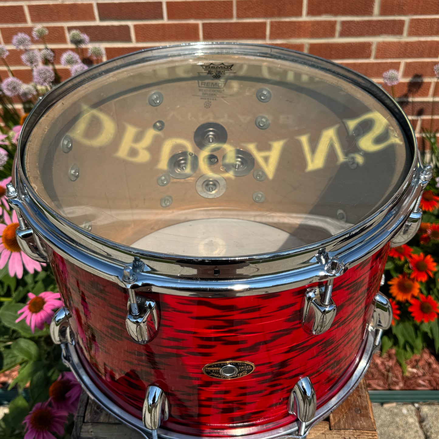 1960s Slingerland 10x14 3-Ply Tom Single Drum Red Tiger