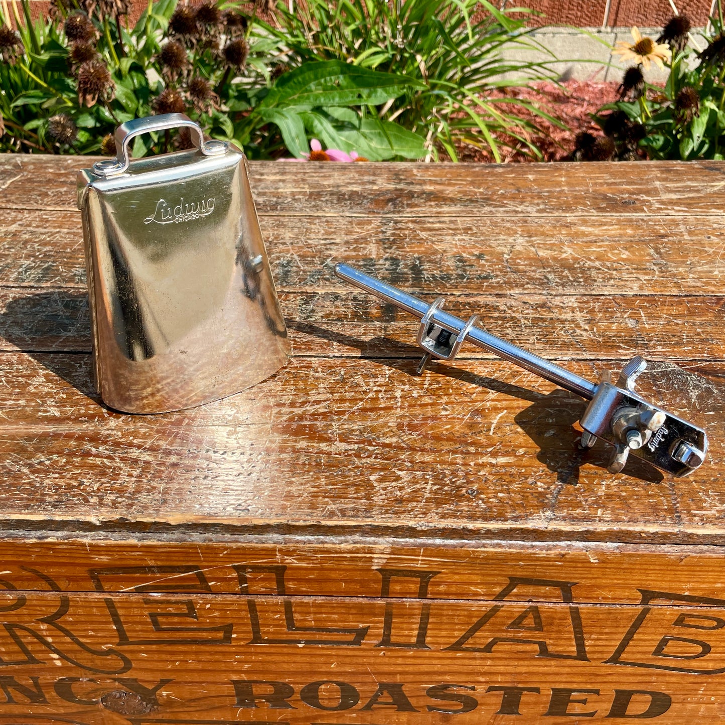 1960s Ludwig 5" Cow Bell No. 129 w/ Cowbell Holder No. 133 Script Logo