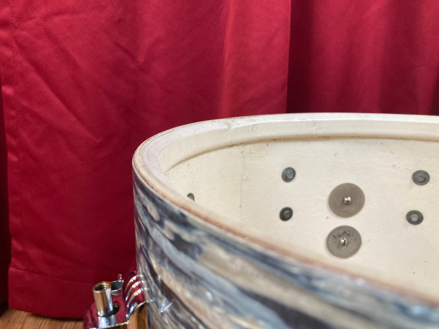 Early 1960s Ludwig 14x14 Floor Tom Drum Oyster Blue Pearl Pre-Serial