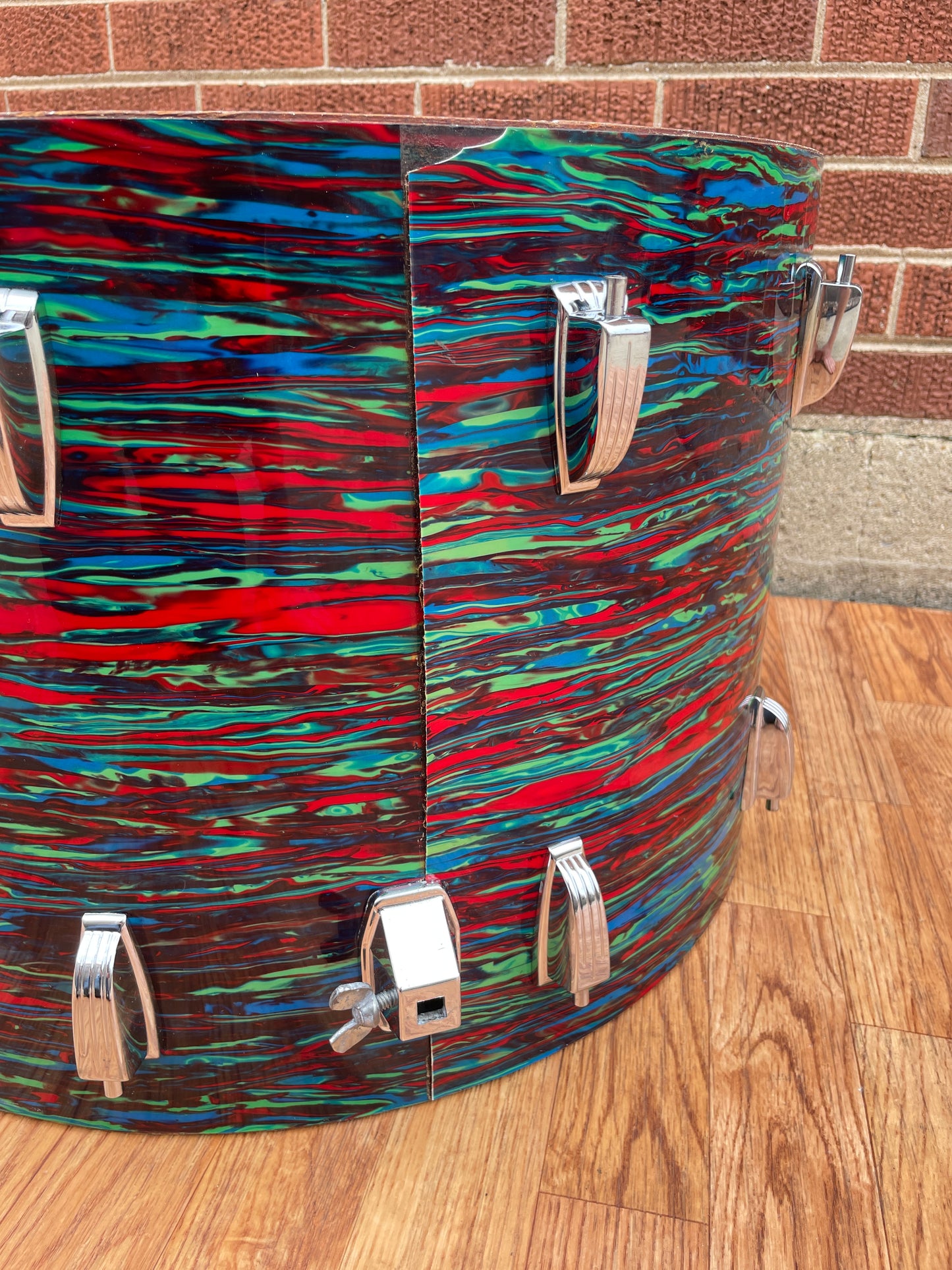 1970s Ludwig 14x22 Virgin Bass Drum Psychedelic Red