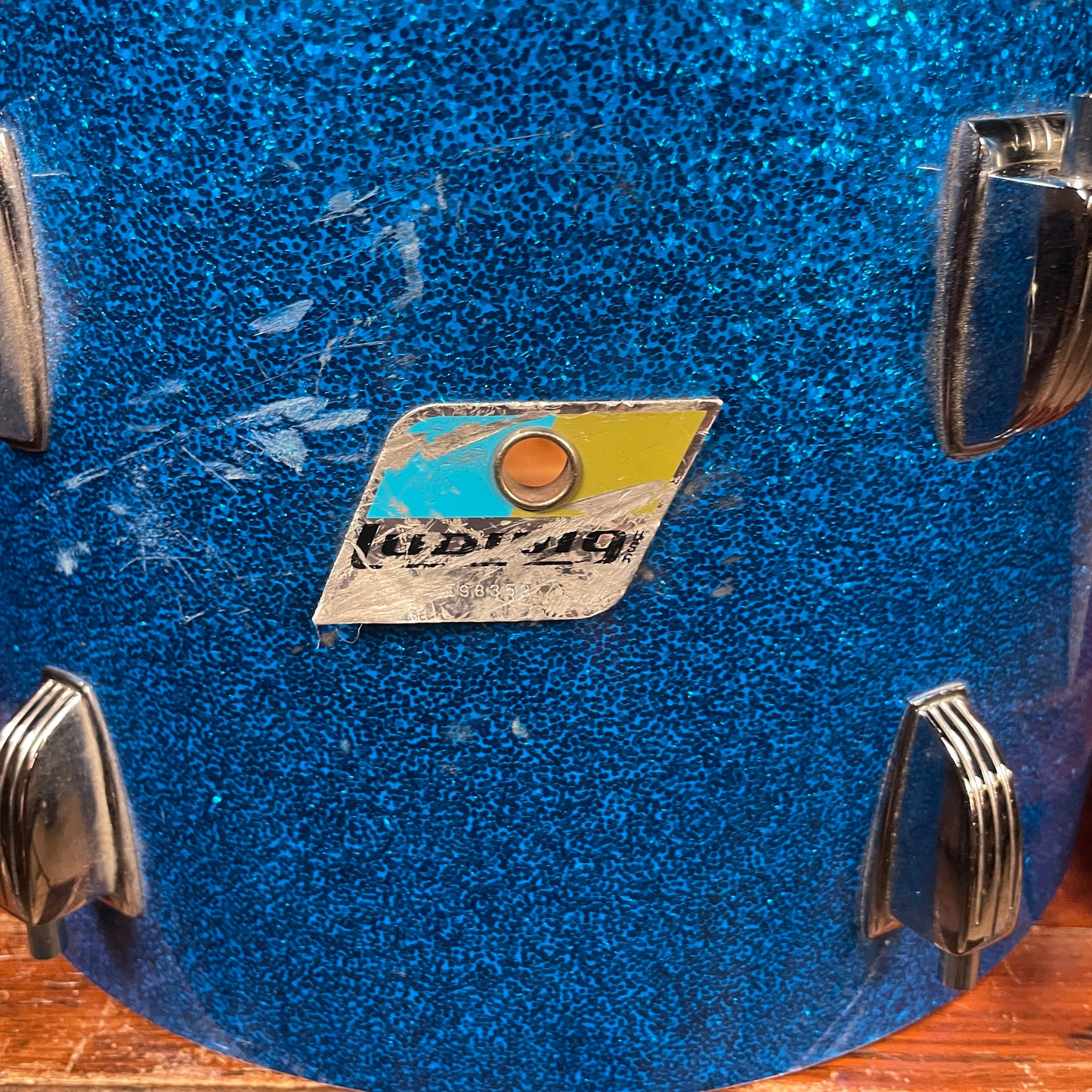 1970s Ludwig 8x12 Tom Drum Shell Single Blue Sparkle