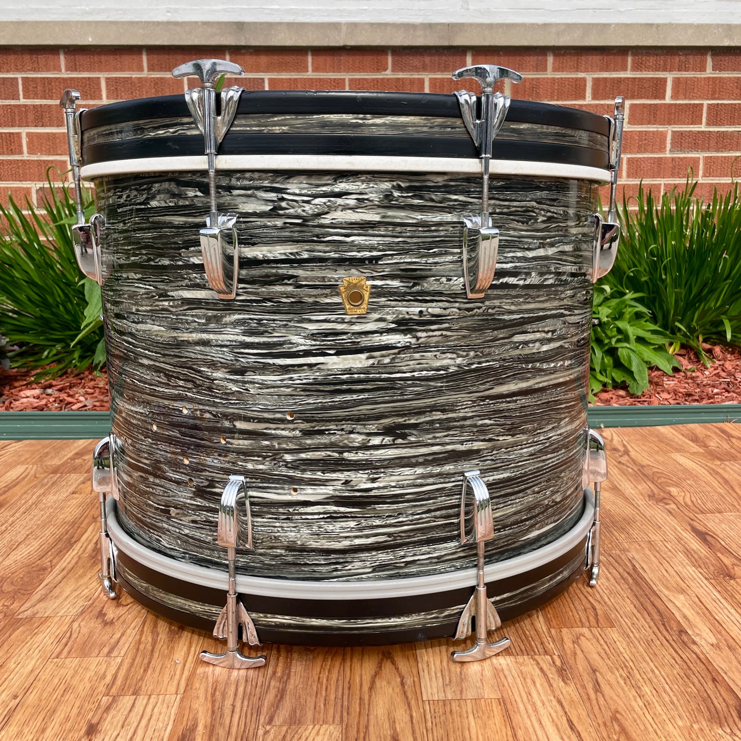 1960s Ludwig Down Beat 14x20 Bass Drum Oyster Black Pearl Ringo
