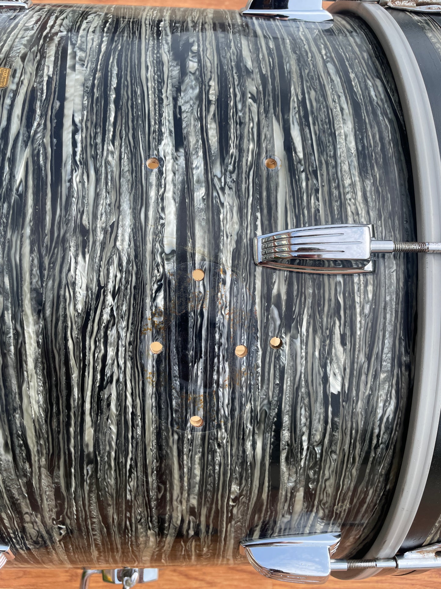 1960s Ludwig Down Beat 14x20 Bass Drum Oyster Black Pearl Ringo