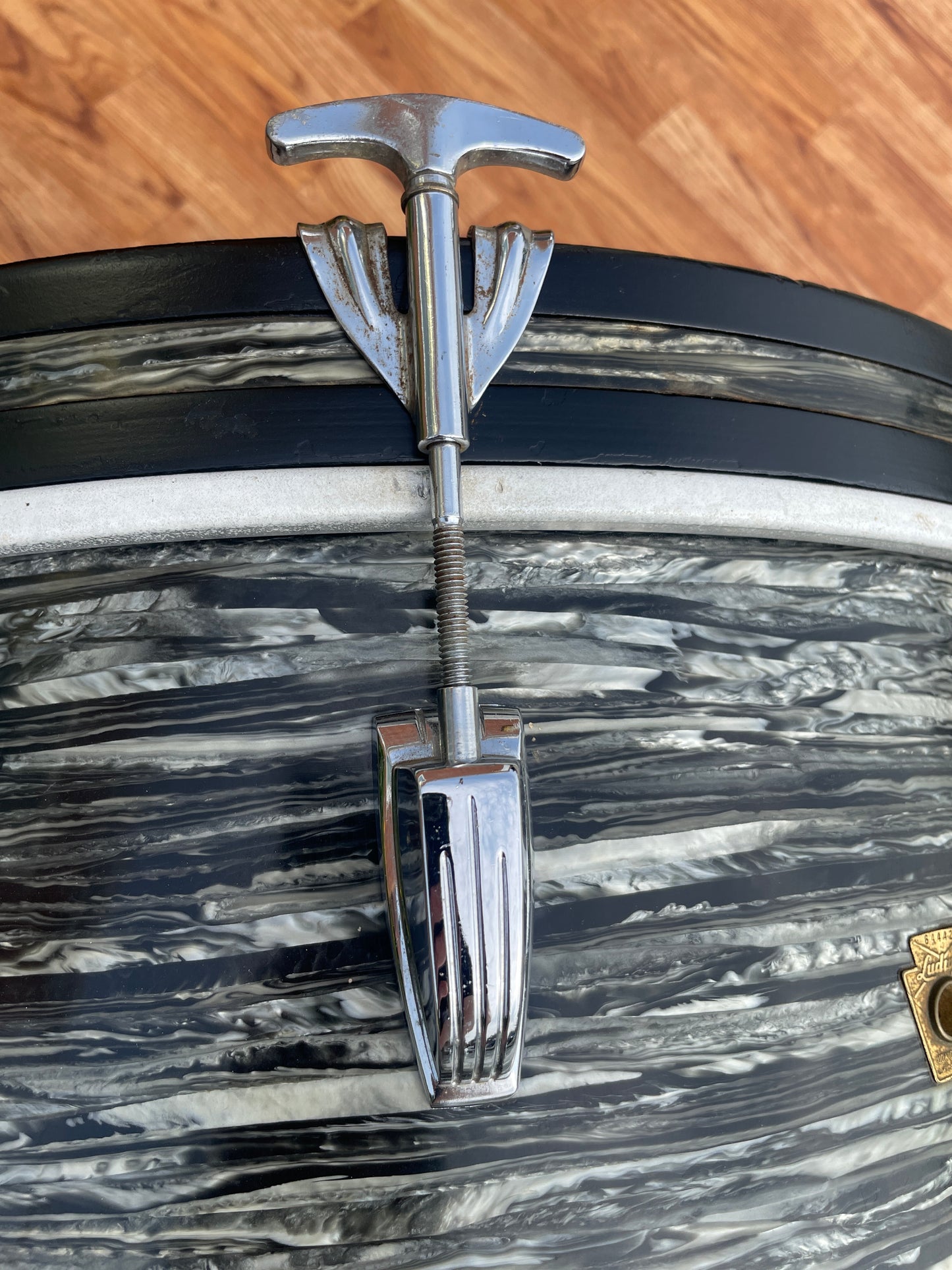 1960s Ludwig Down Beat 14x20 Bass Drum Oyster Black Pearl Ringo