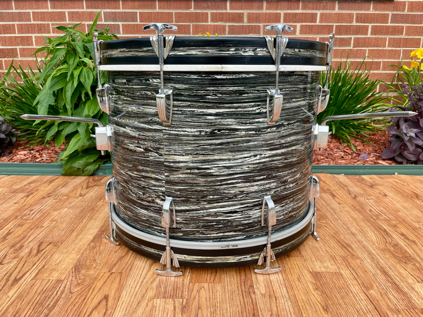 1960s Ludwig Down Beat 14x20 Bass Drum Oyster Black Pearl Ringo