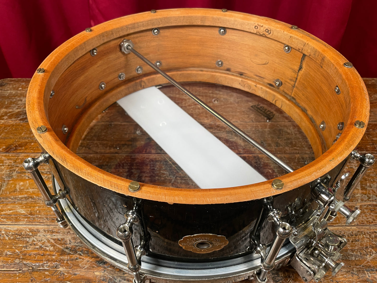 1933 Slingerland DUALL 5x14 Solid Shell No. 30 Snare Drum Black
