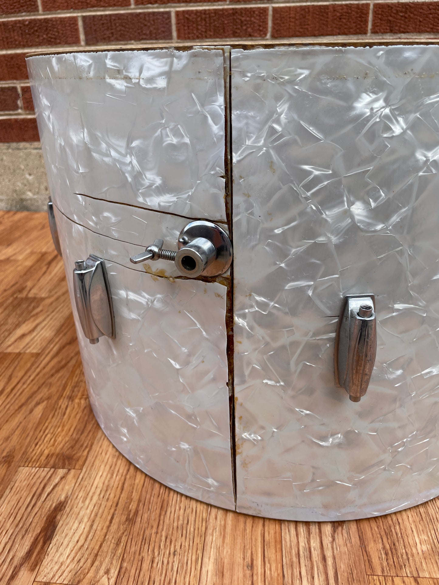 1960s Gretsch Playboy 14x20 Bass Drum White Pearl Round Badge