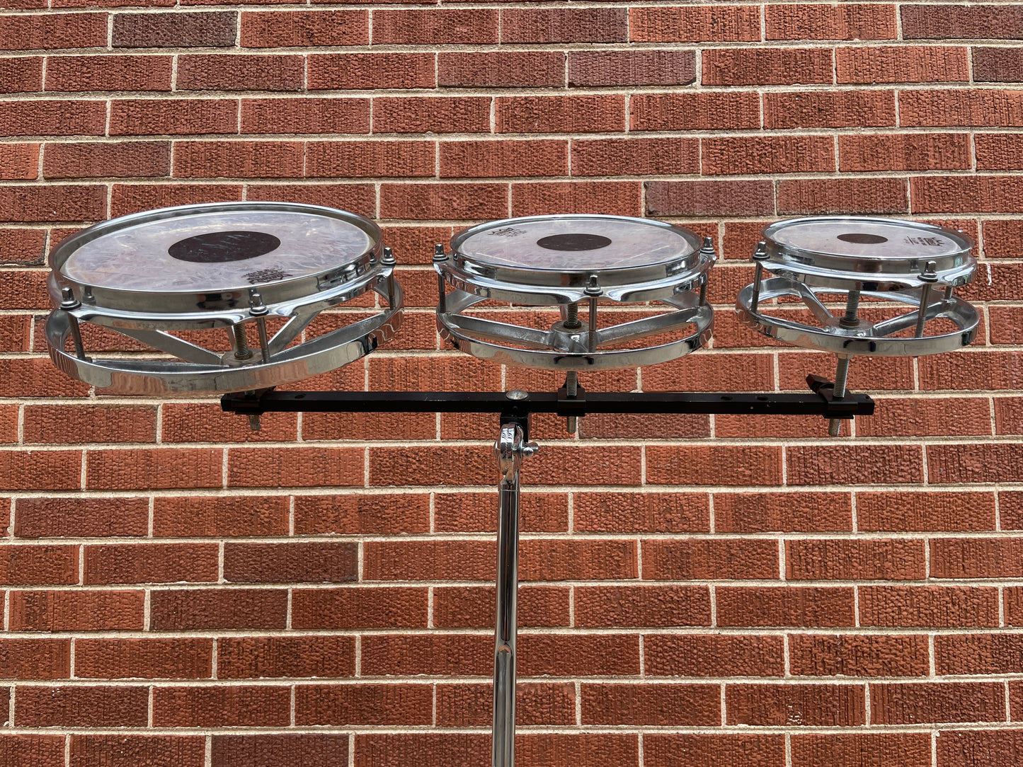 1970s Remo RotoTom 3pc Set 6/8/10 Chrome w/ Stand Roto Tom Drum