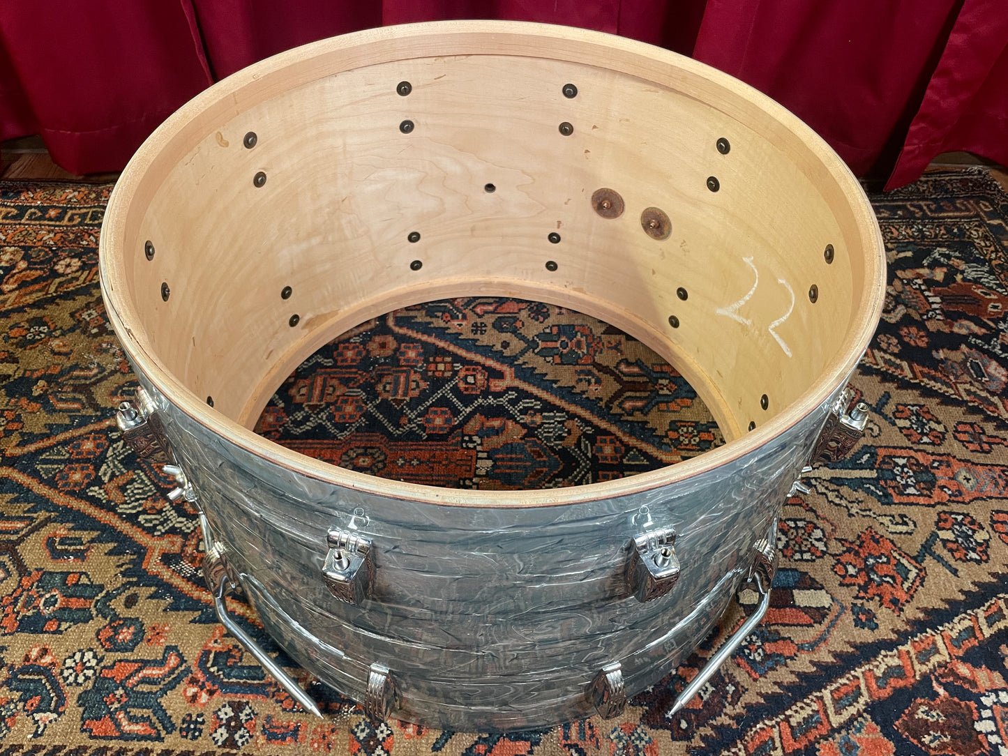 1960 Ludwig 14x22 Classic Bass Drum Sky Blue Pearl Trans Badge
