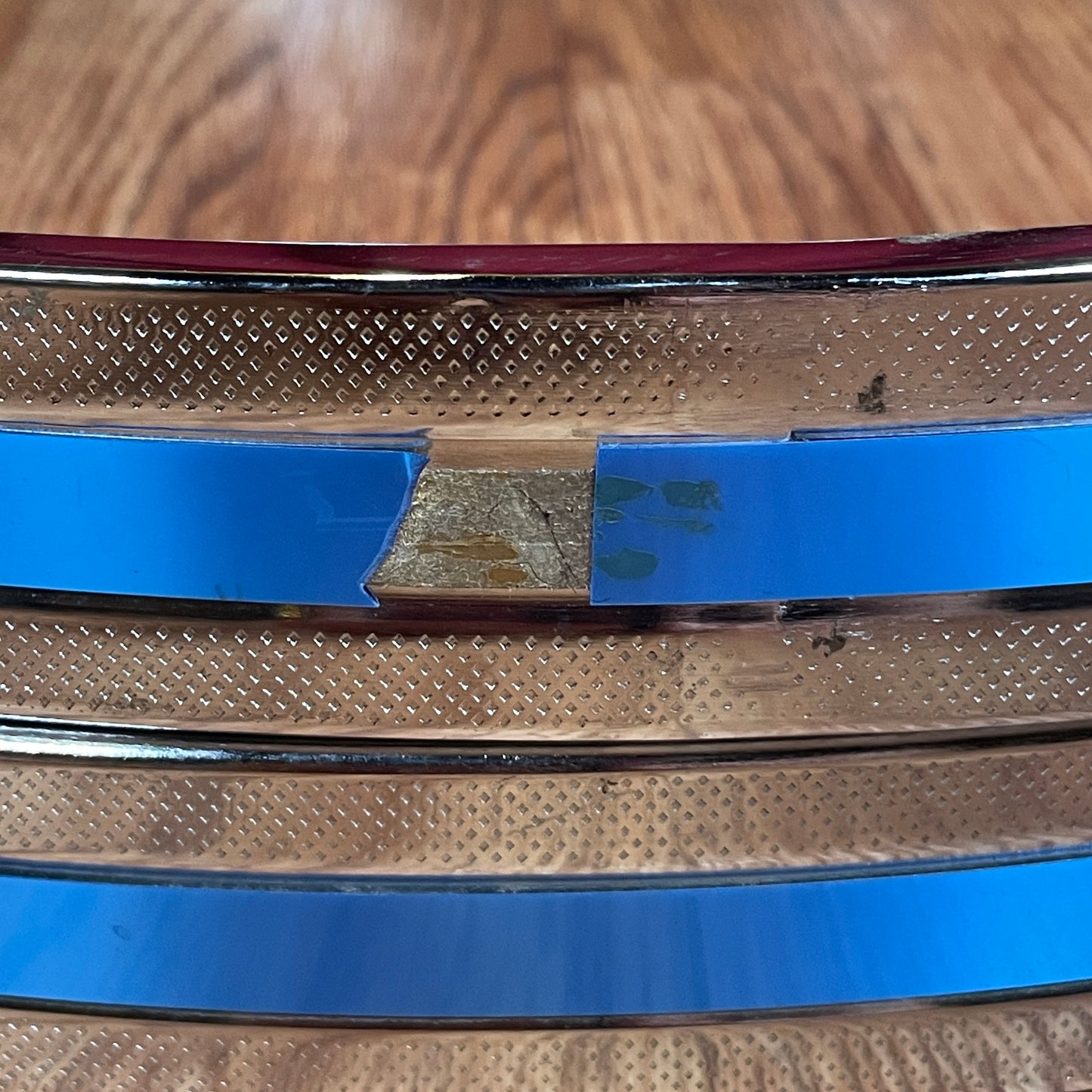 1970s Tama Imperialstar 22" Metal Bass Drum Hoop Pair Metallic Blue