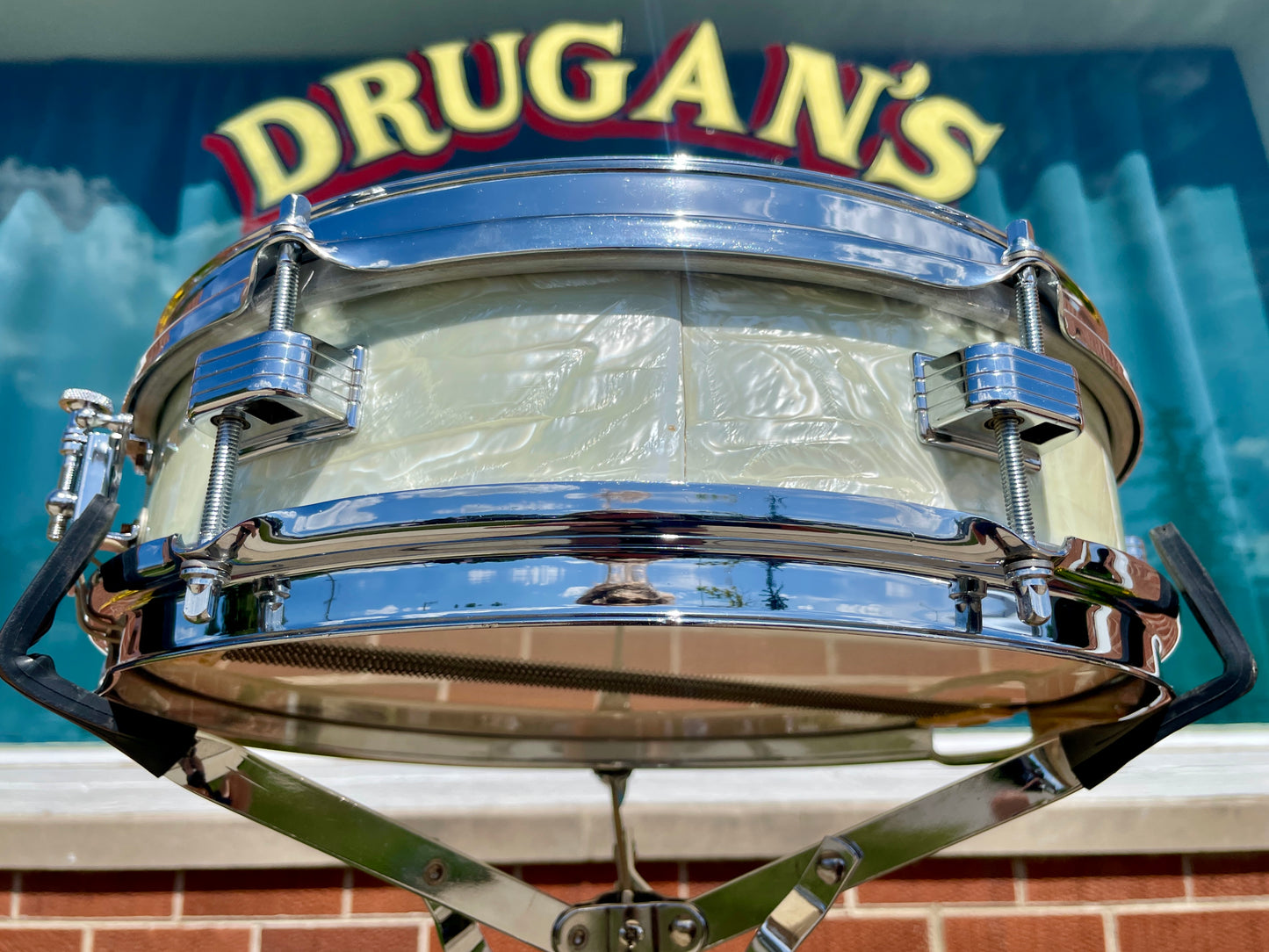 1959 Ludwig 3x13 Be-Bop Jazz Combo Snare Drum White Marine Pearl Trans Badge