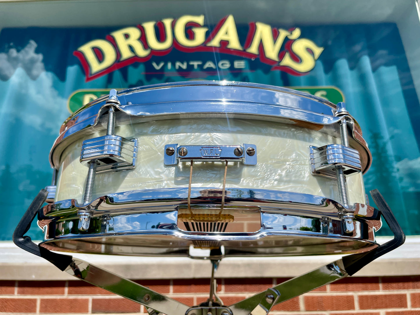 1959 Ludwig 3x13 Be-Bop Jazz Combo Snare Drum White Marine Pearl Trans Badge