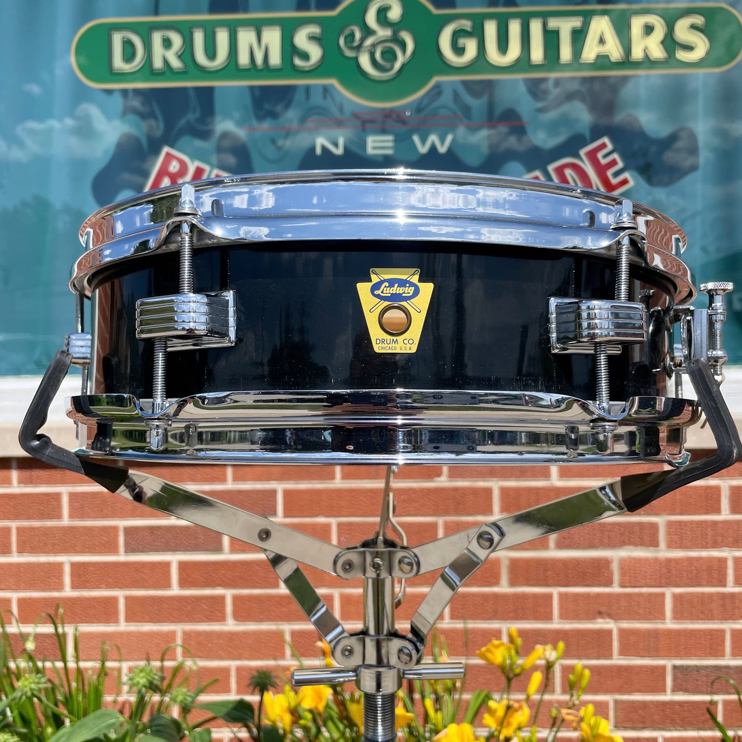 1958 Ludwig 3x13 Be-Bop Jazz Combo Trans Badge Snare Drum Jet Black Pearl