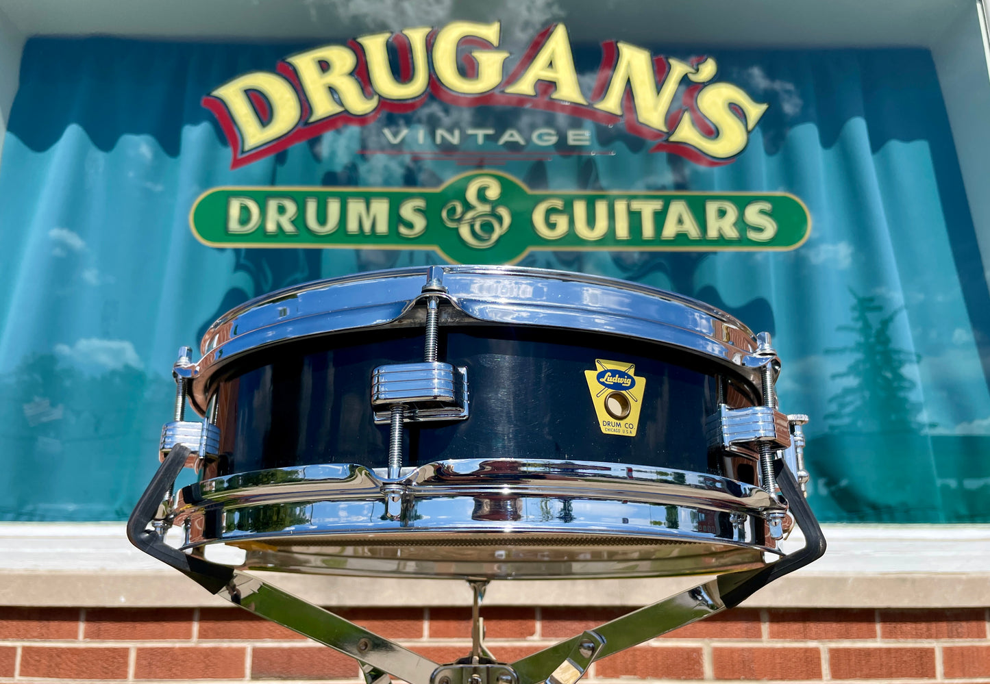 1958 Ludwig 3x13 Be-Bop Jazz Combo Trans Badge Snare Drum Jet Black Pearl